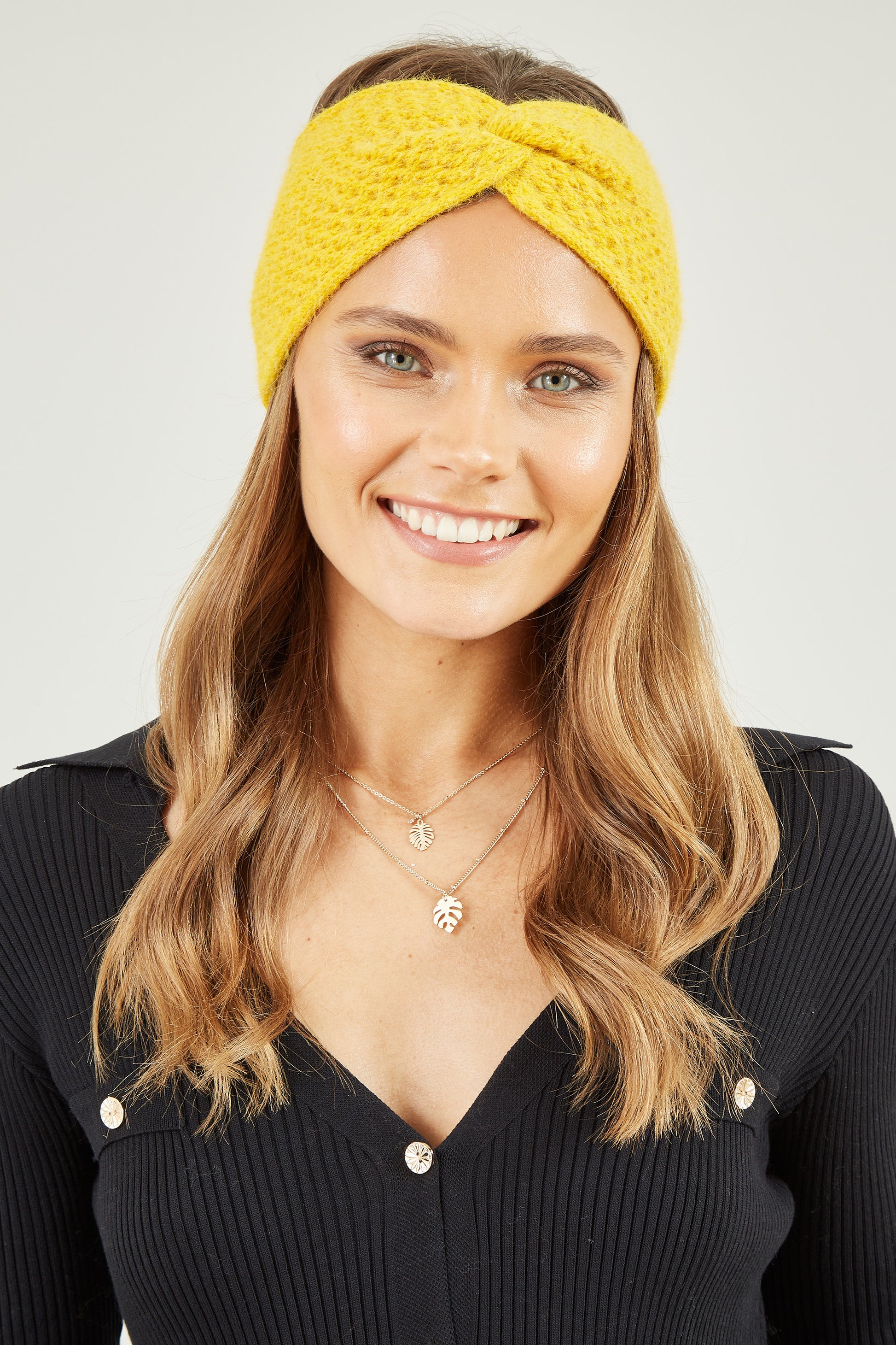 Yumi Mustard Knitted Twist Knot Headband Yumi