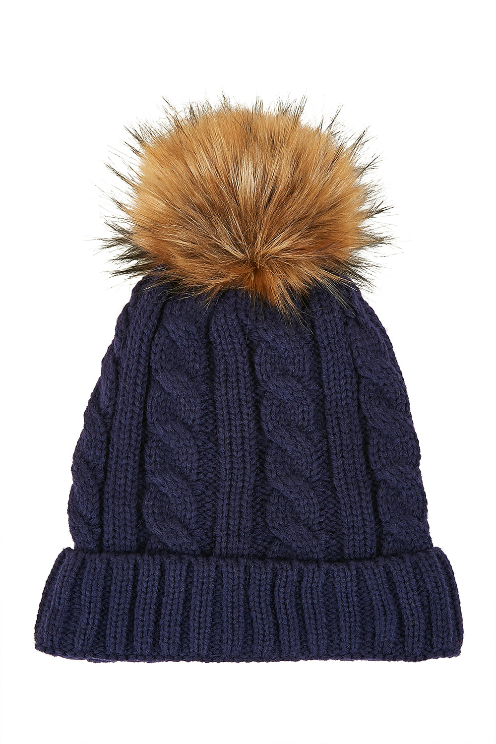 Cable Knit Hat With Pom Pom ACC HATS Yumi