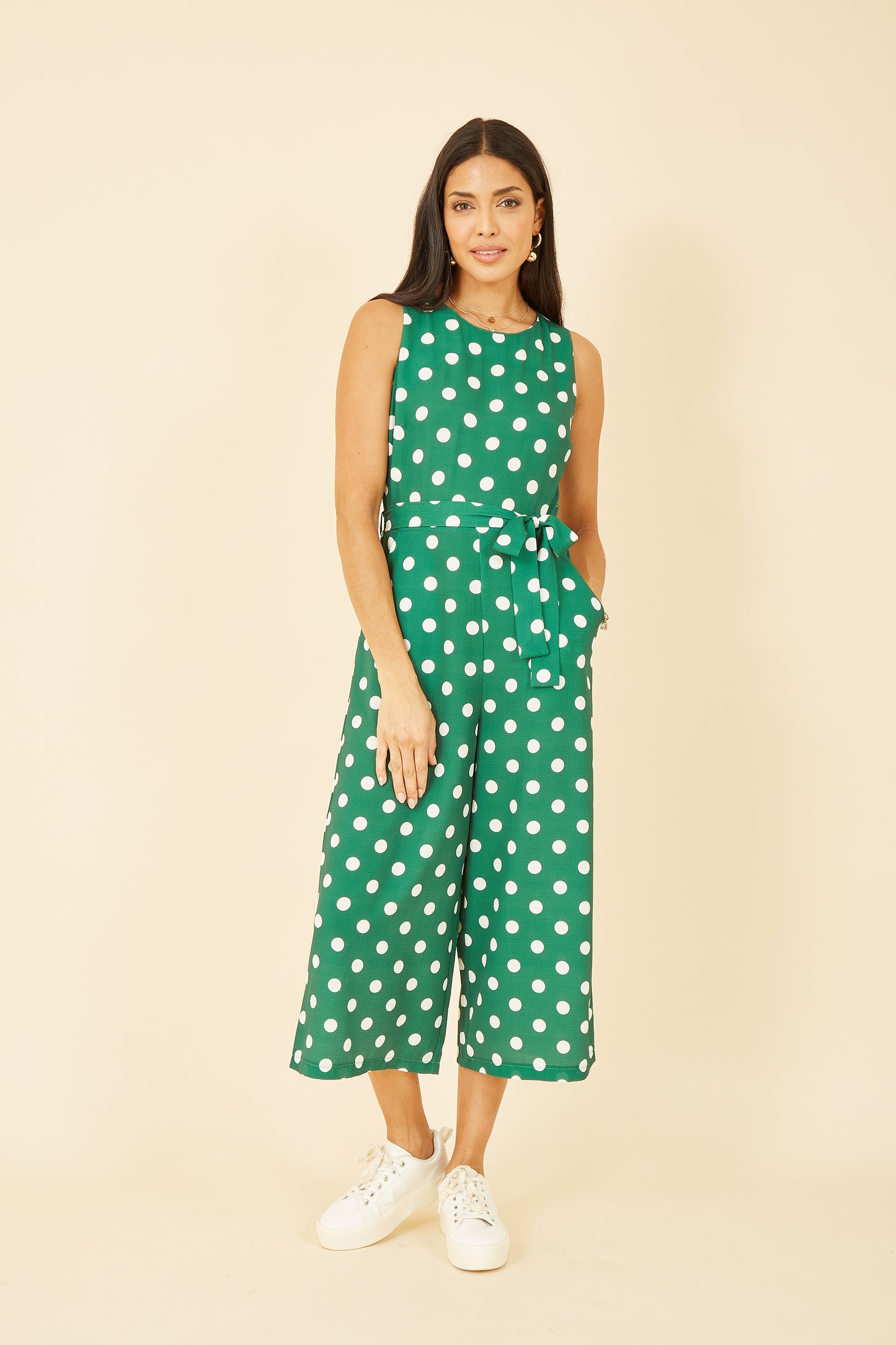 Yumi Green Polka Dot Culotte Jumpsuit JUMPSUIT Yumi