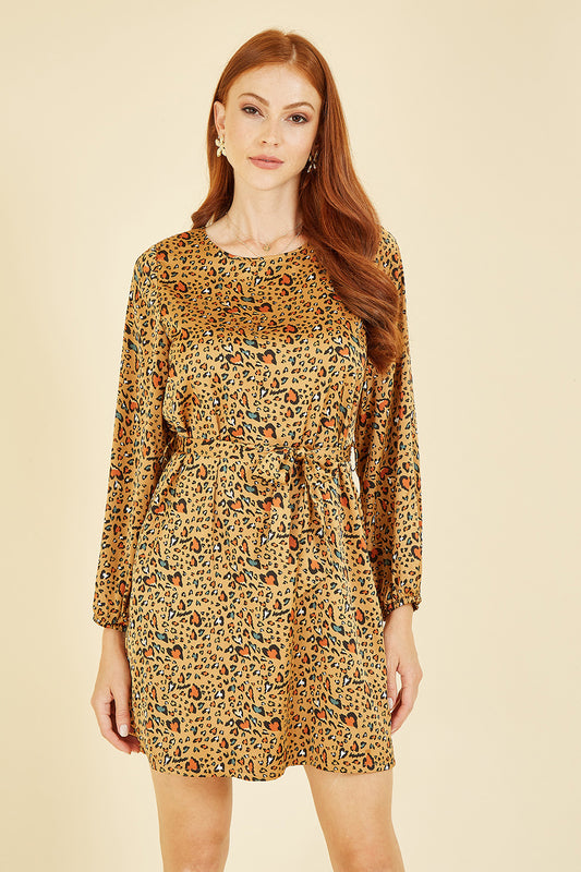 Mela Animal Heart Print Long Sleeve Tunic Dress Mela