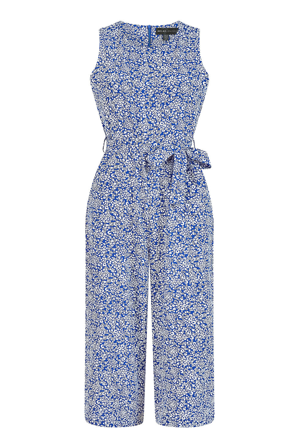 Mela Blue Ditsy Floral Print Culotte Jumpsuit Mela