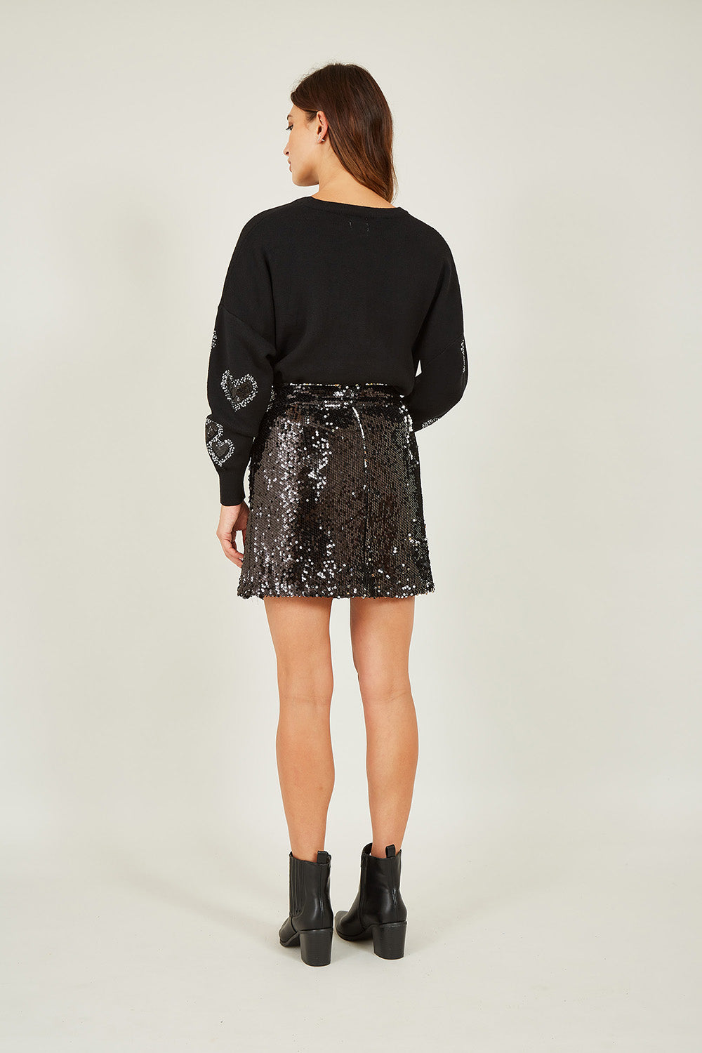 Mela Black Sequin Mini Skirt Mela