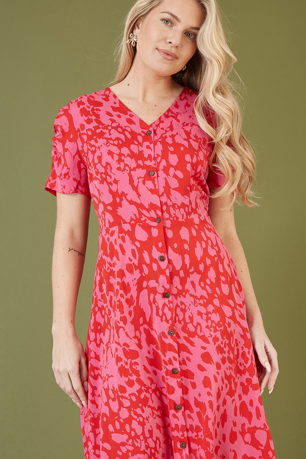 Mela Pink Animal Print Shirt Dress Mela