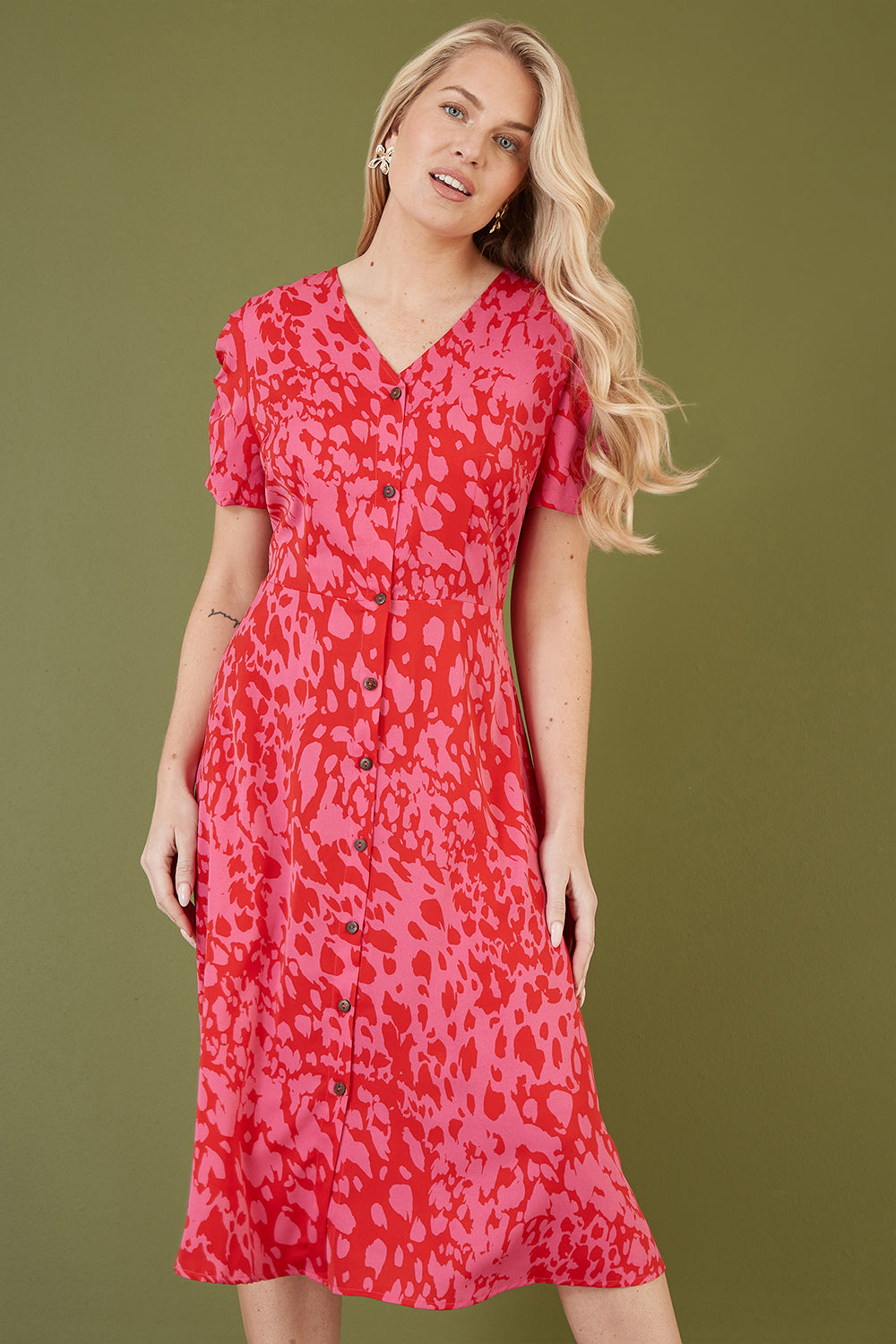 Mela Pink Animal Print Shirt Dress Mela