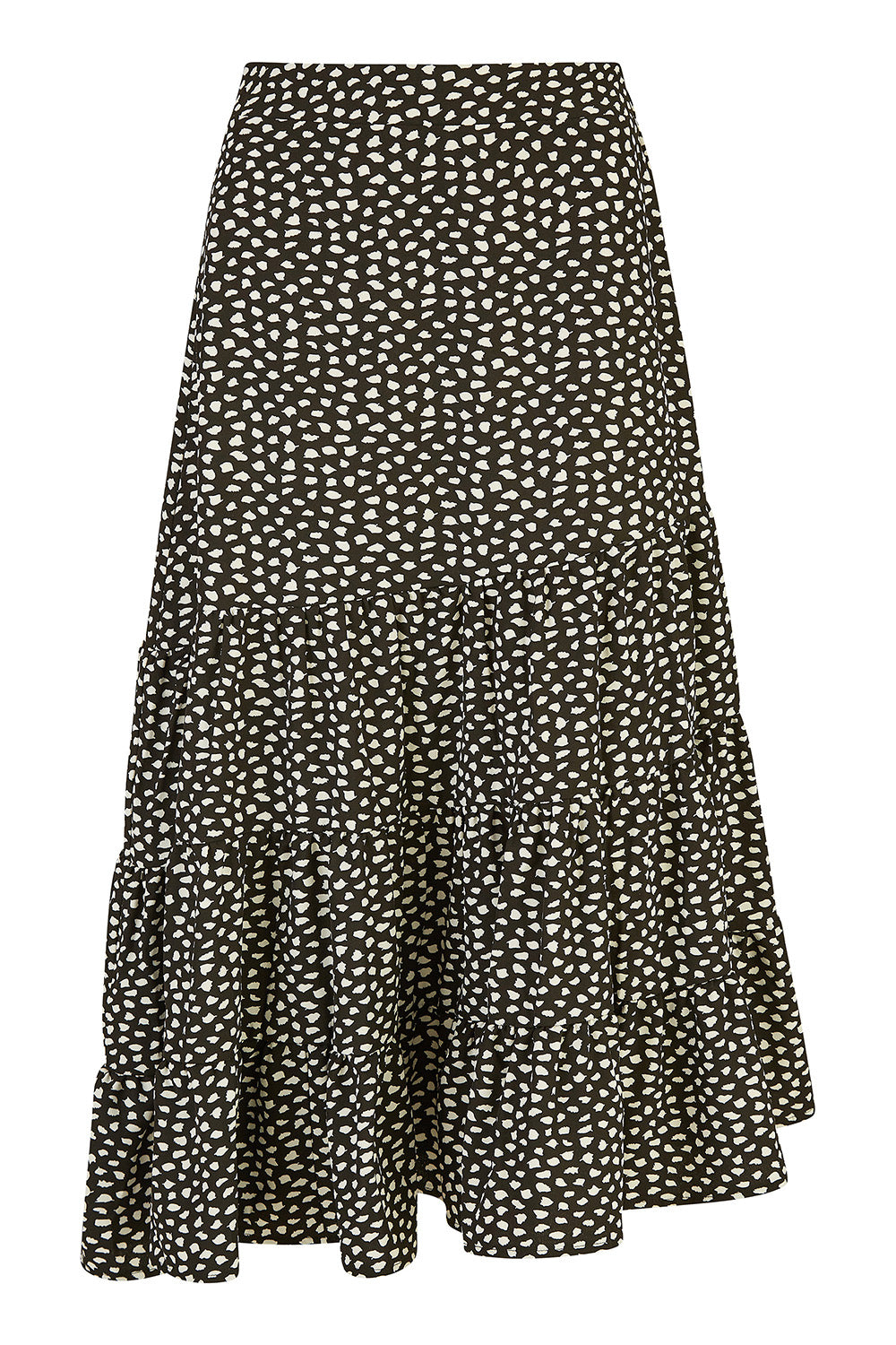 Mela Black Dalmatian Print Midi Skirt Mela