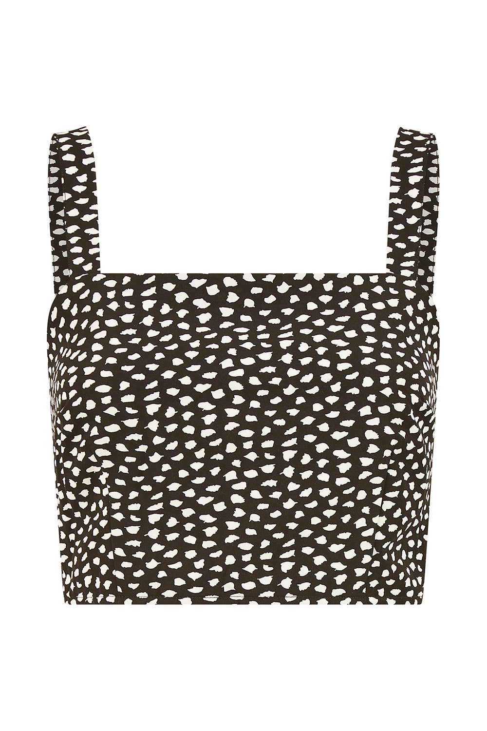 Mela Black Dalmatian Print Cropped Strappy Top Mela