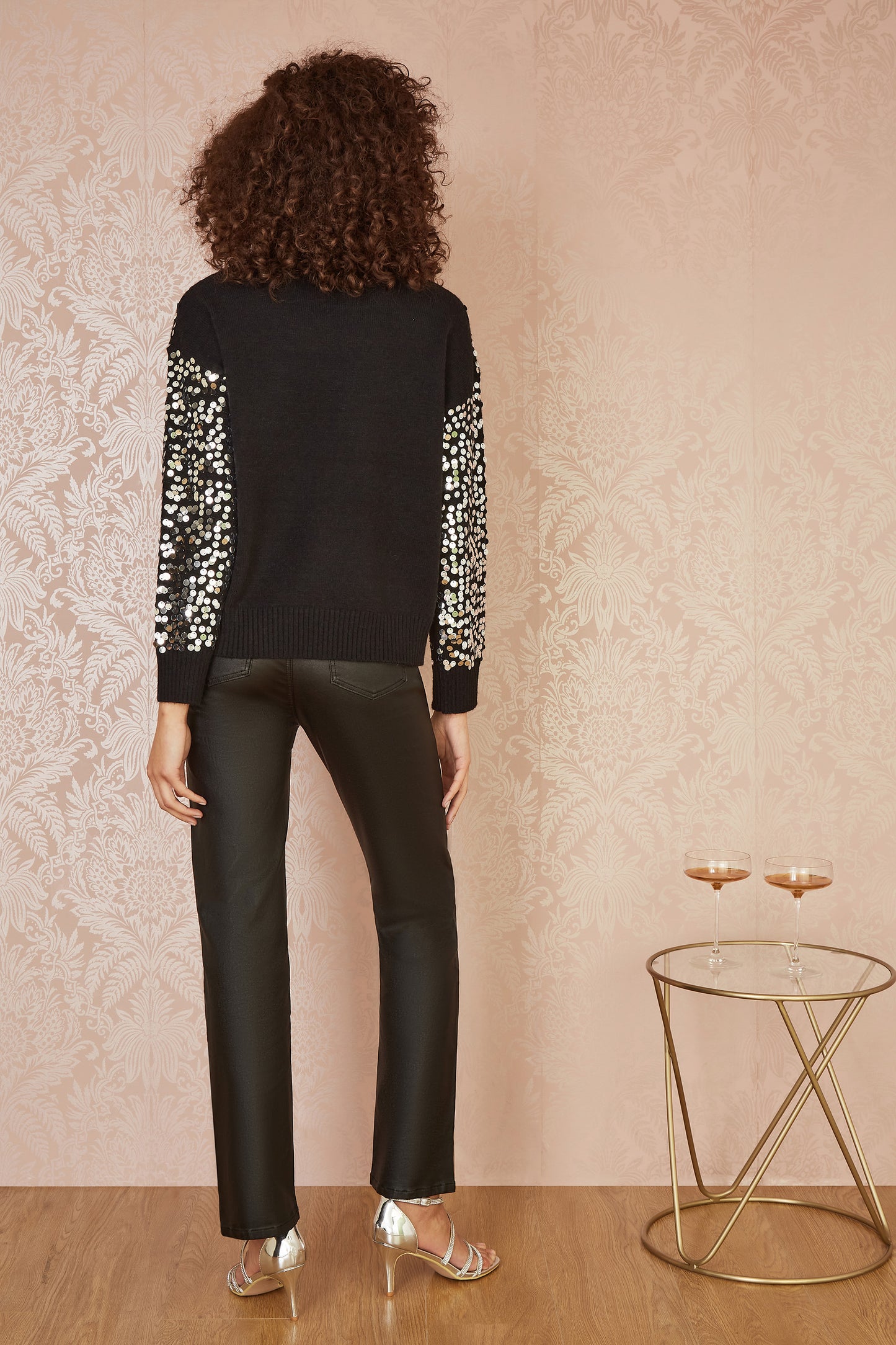 Mela Black All Over Sequin Relaxed Fit Jumper Mela