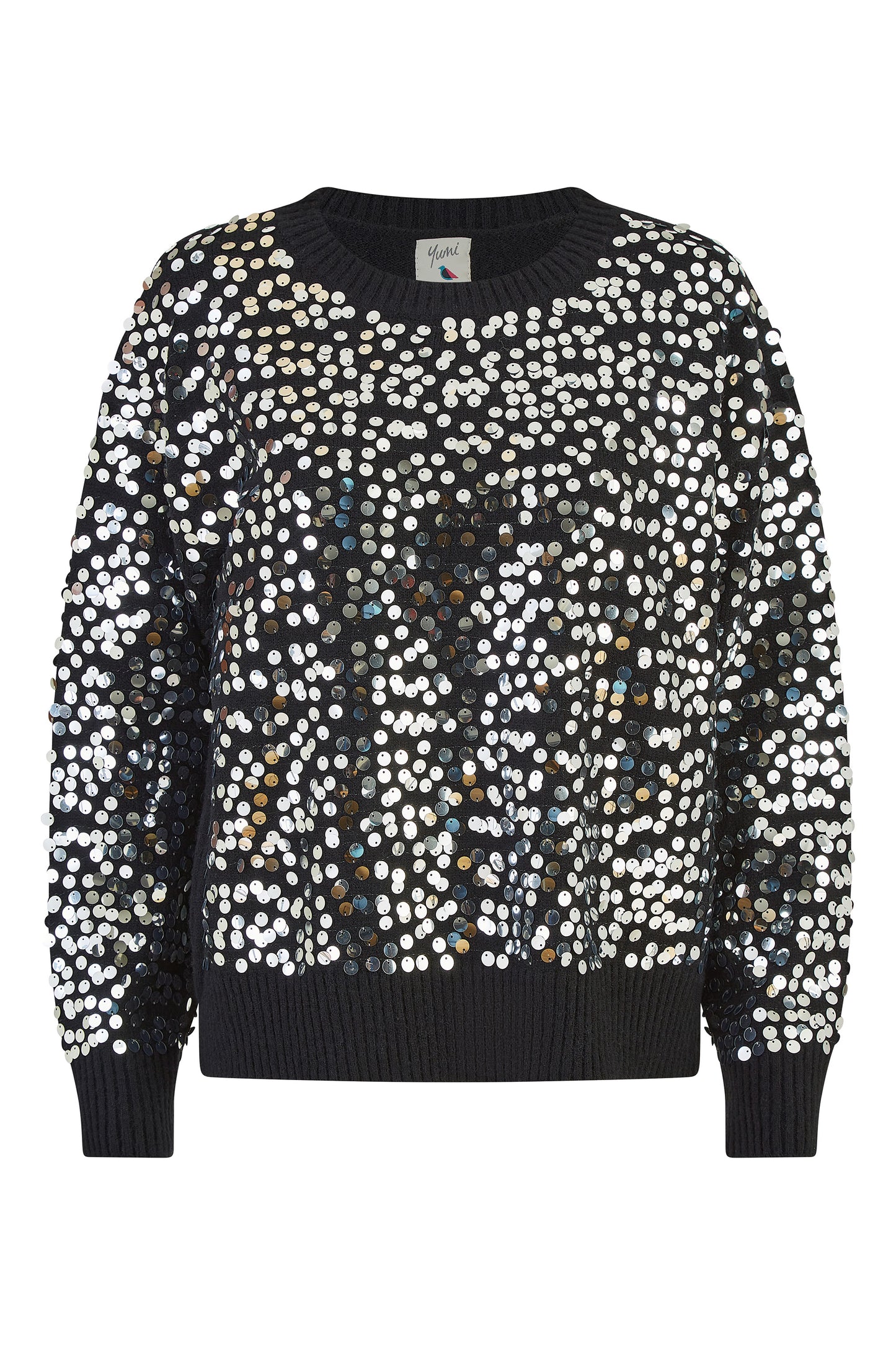 Mela Black All Over Sequin Relaxed Fit Jumper Mela