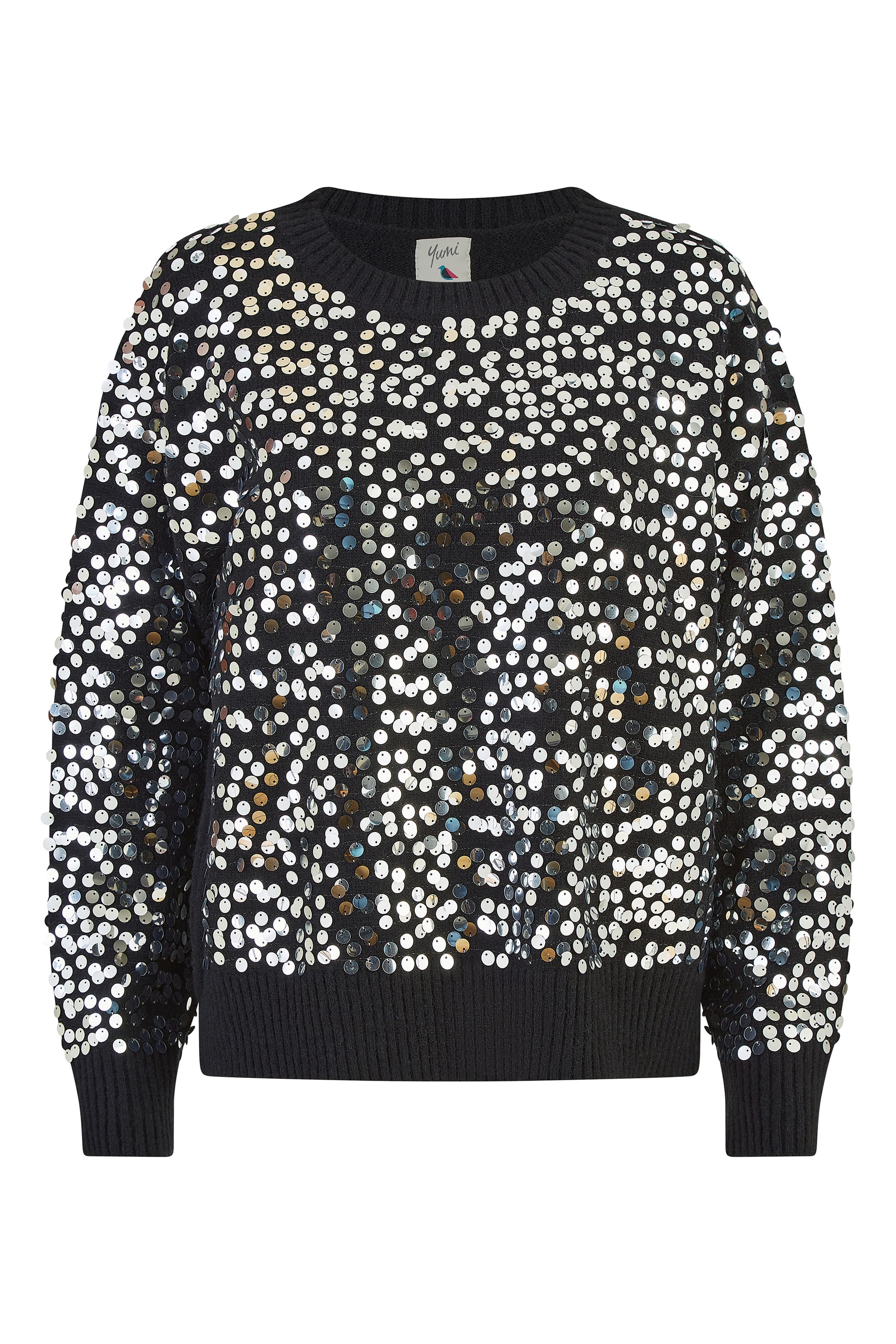 Mela Black All Over Sequin Relaxed Fit Jumper Mela