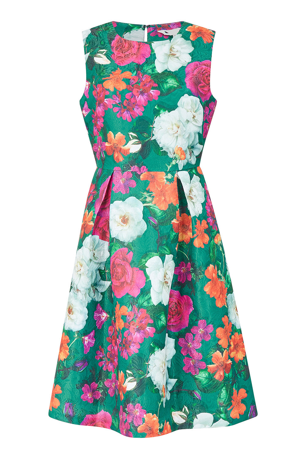 Yumi Green Floral Jacquard Skater Dress Yumi