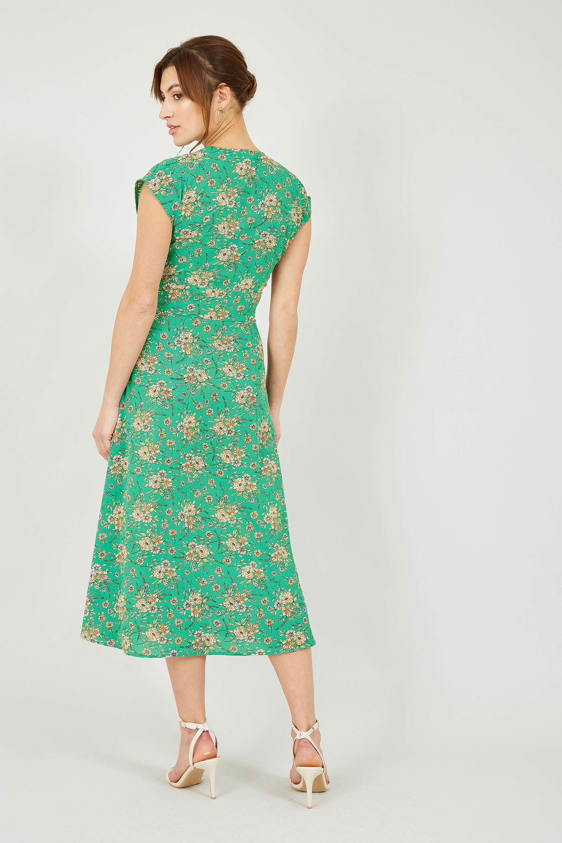 Yumi Green Floral Midi Dress Yumi