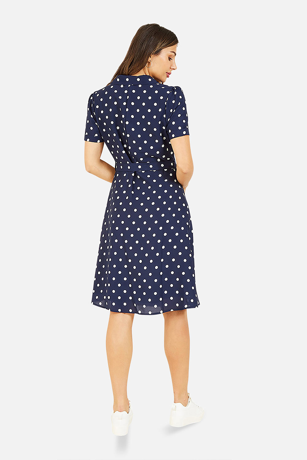 Navy Spot Retro Shirt Dress Yumi