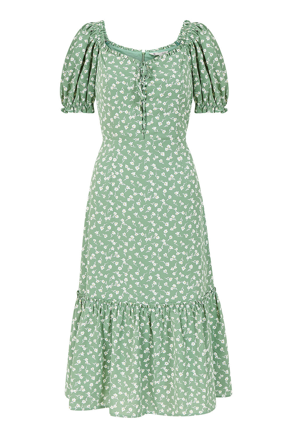 Yumi Green Ditsy Print Gypsy Midi Dress Yumi