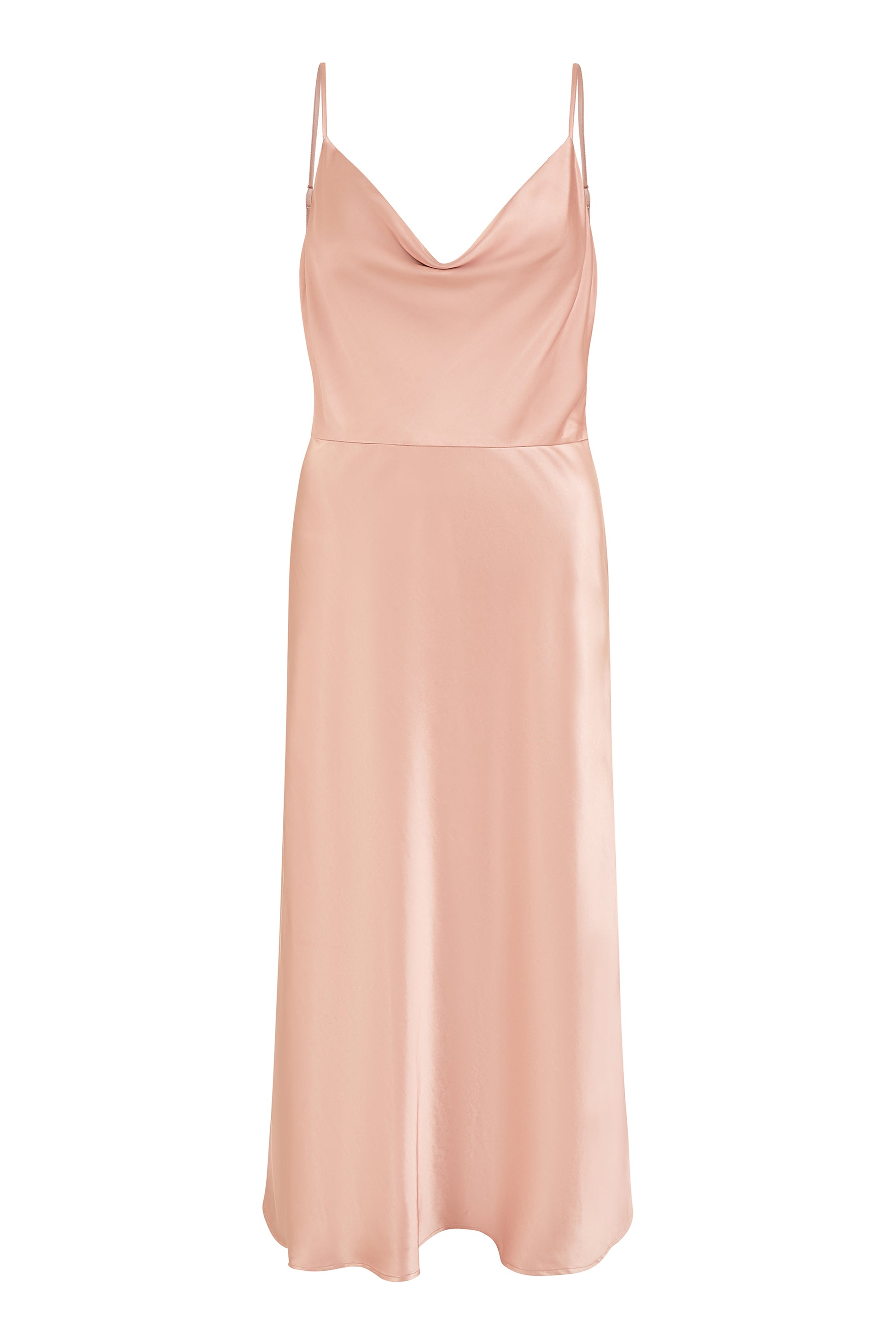 Yumi Rose Pink Satin Cowl Neck Midi Slip Dress Occasionwear Yumi