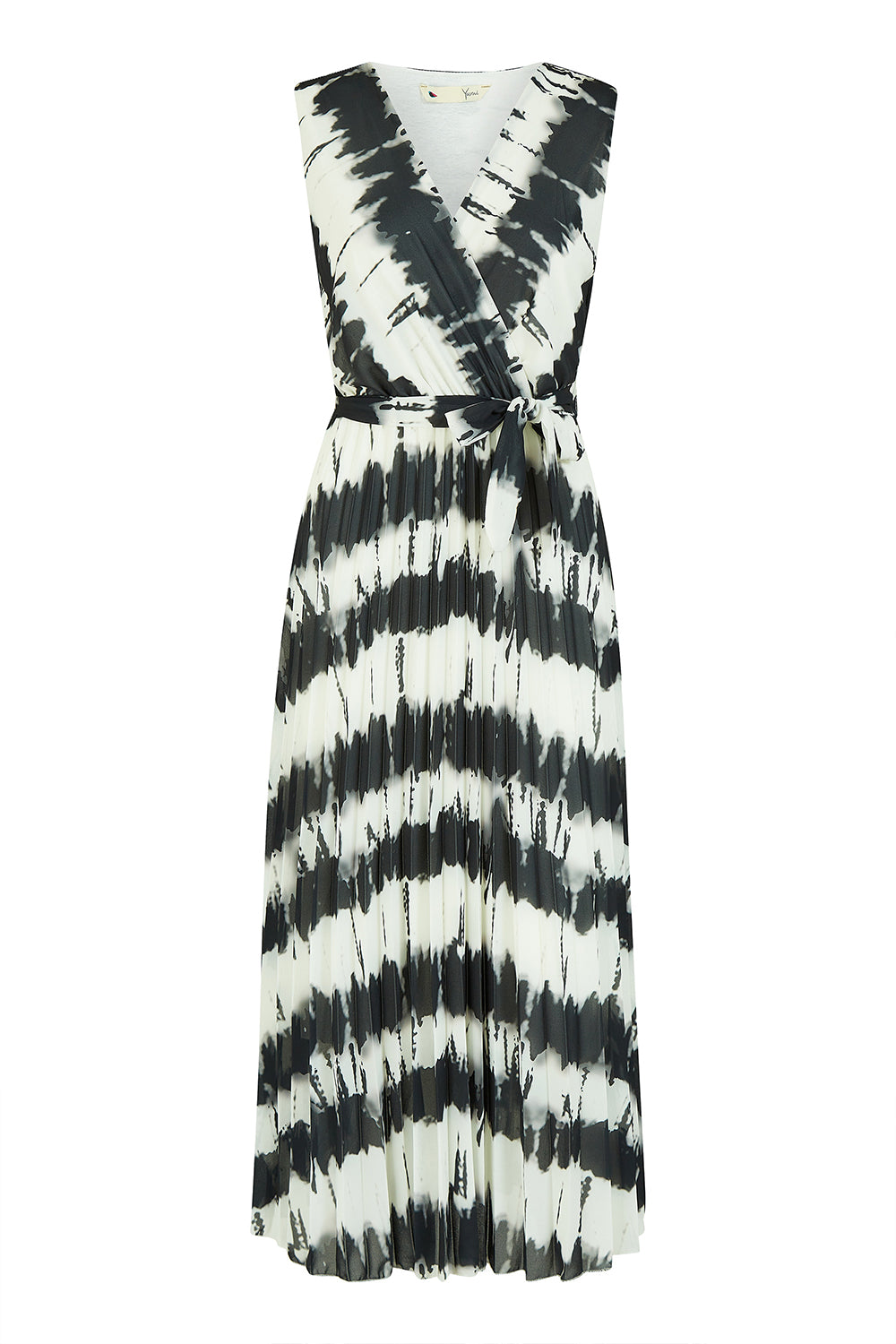 Yumi Black Tie Dye Pleated Dress Yumi