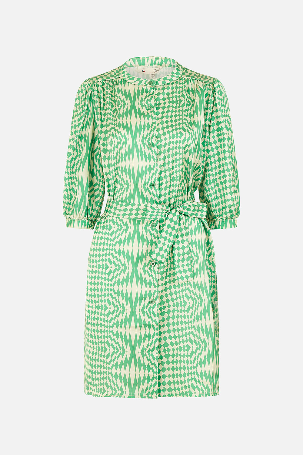 Yumi Green Geo Print Shirt Dress Yumi