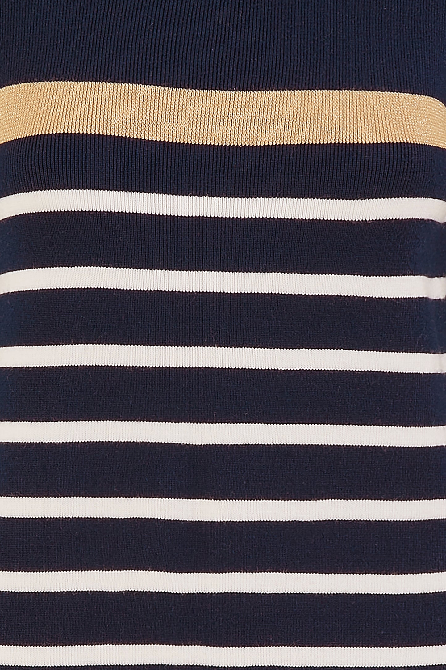 Yumi Navy Striped Knitted Dress With Button Cuff Detail KNIT Dress Yumi