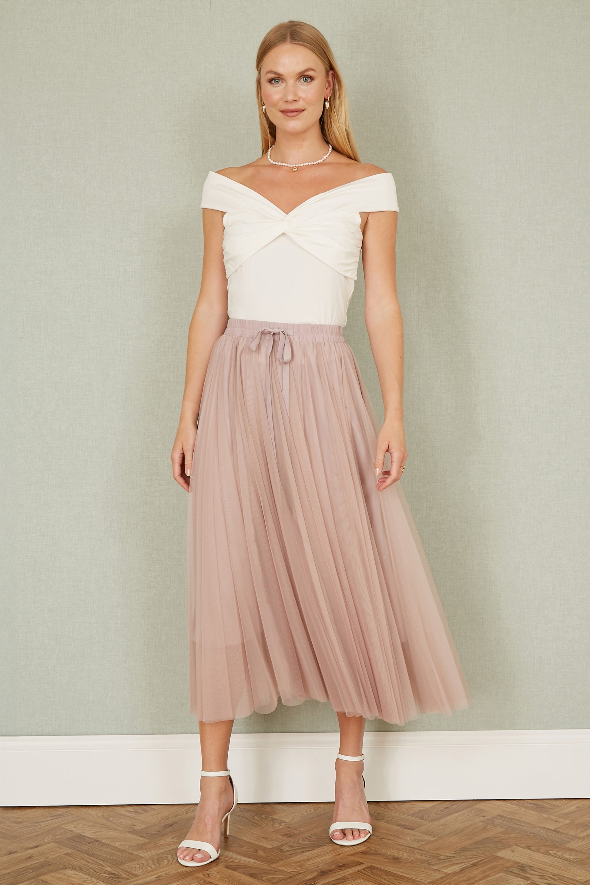 Yumi Blush Pink Mesh Tulle Skirt SKIRT Yumi