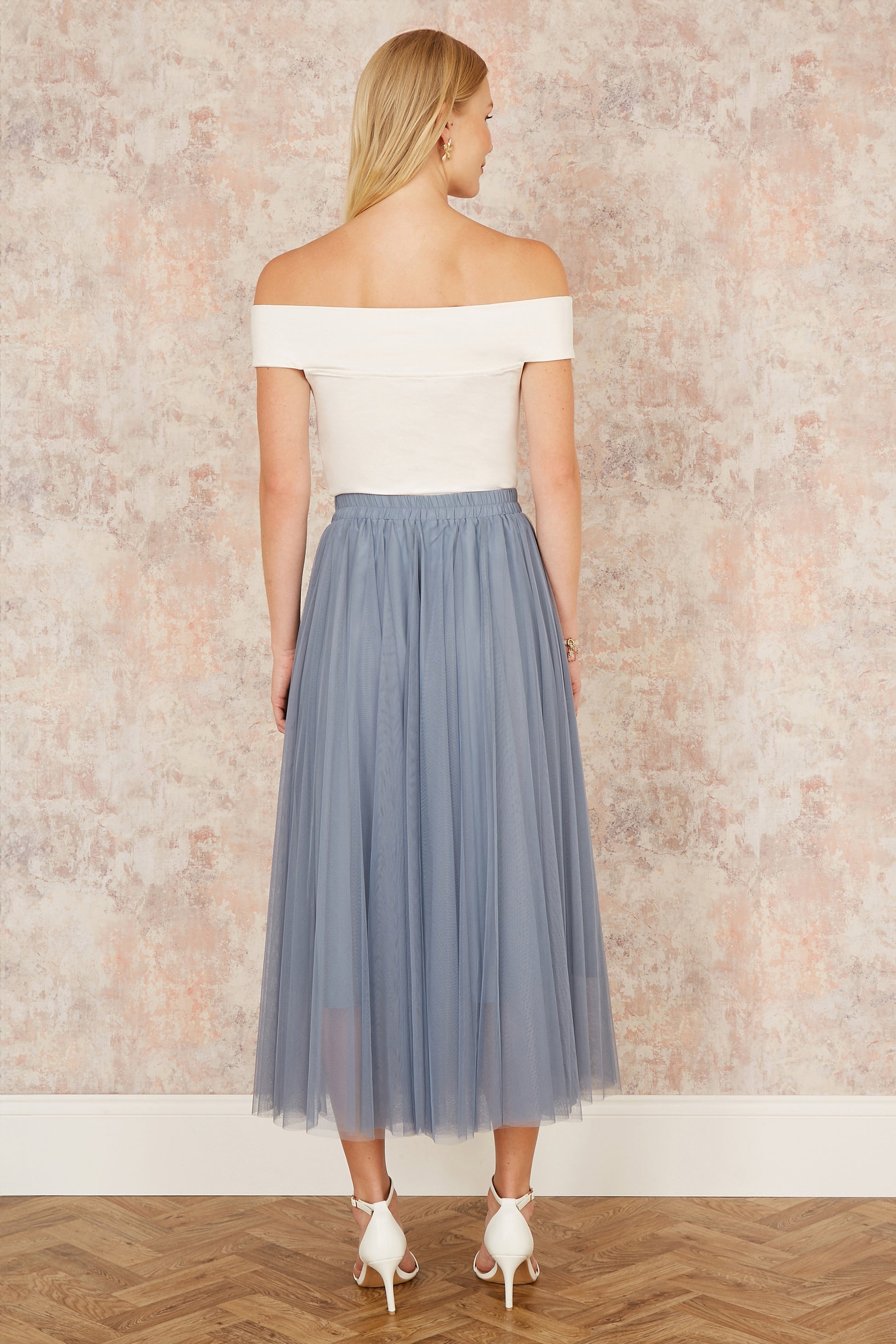 Yumi Blue Mesh Tulle Skirt SKIRT Yumi