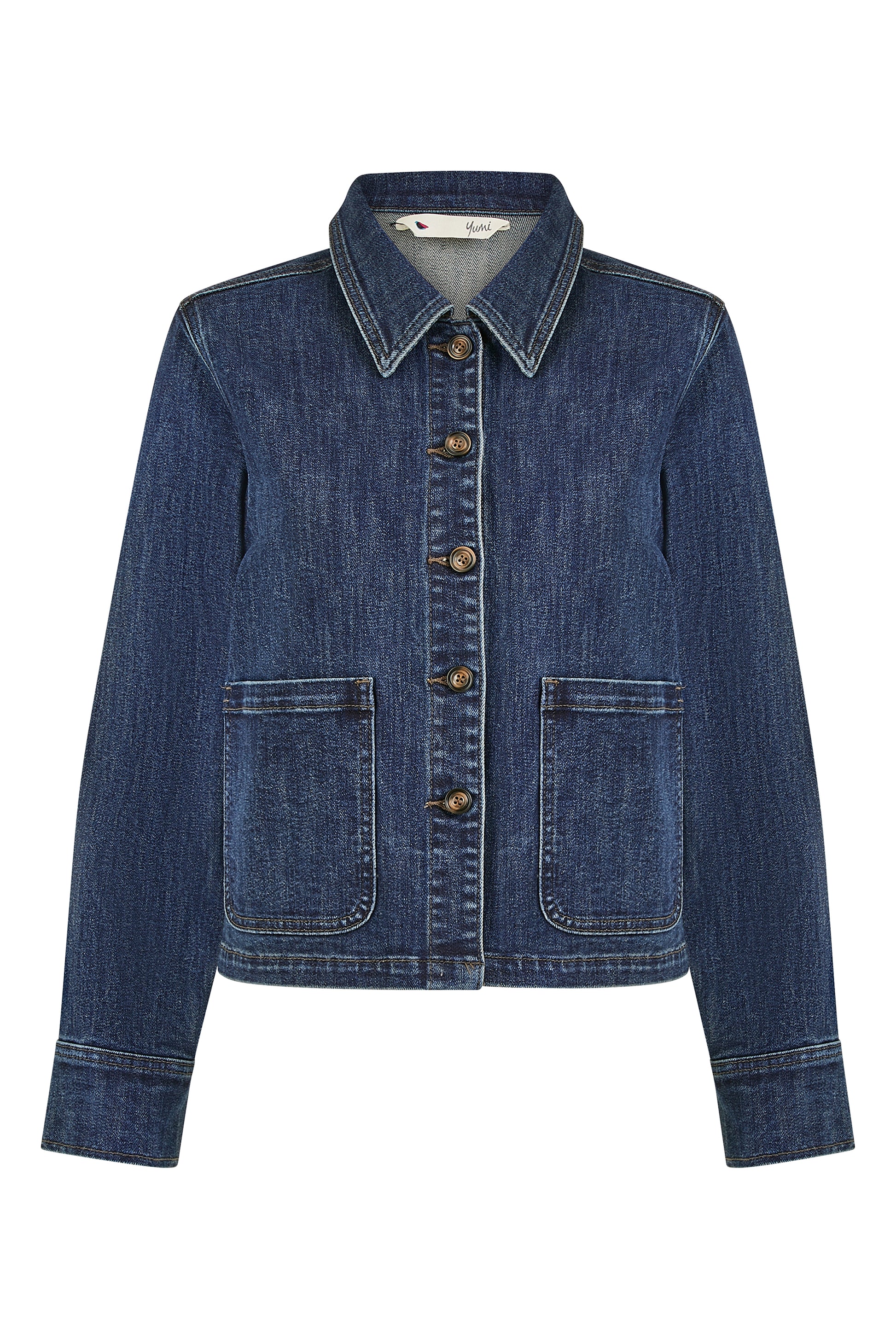 Yumi Blue Denim Jacket With Patch Pockets JACKET Yumi