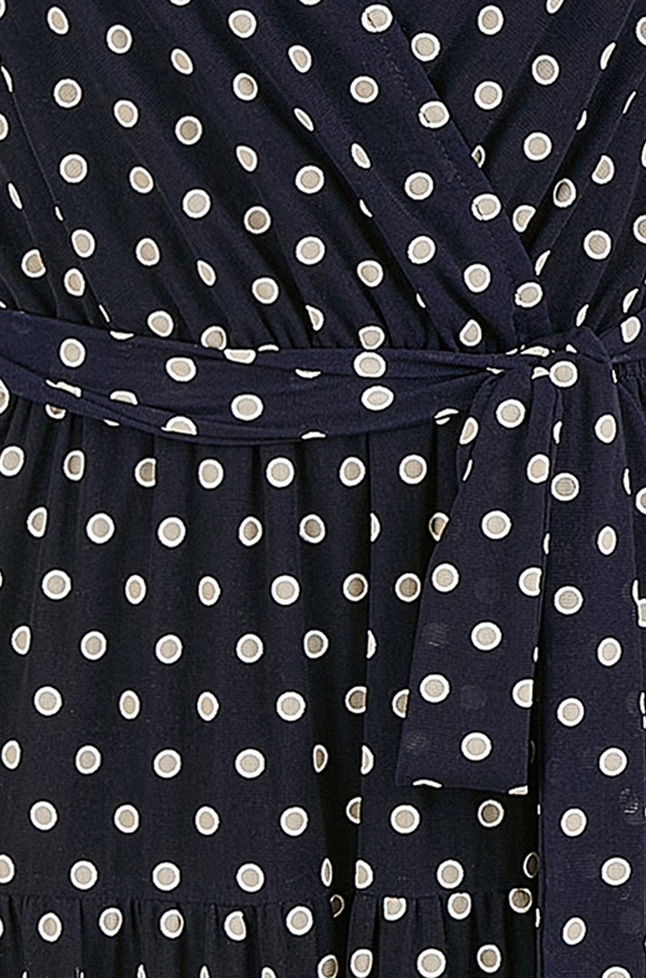 Yumi Navy Dot Print Mesh Stretch Midi Skater Dress DRES Day Yumi