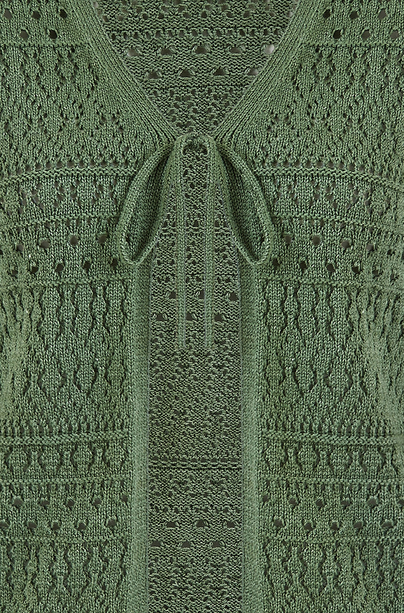 Yumi Green Crochet Tie Front Cardigan KNIT Cardi Yumi