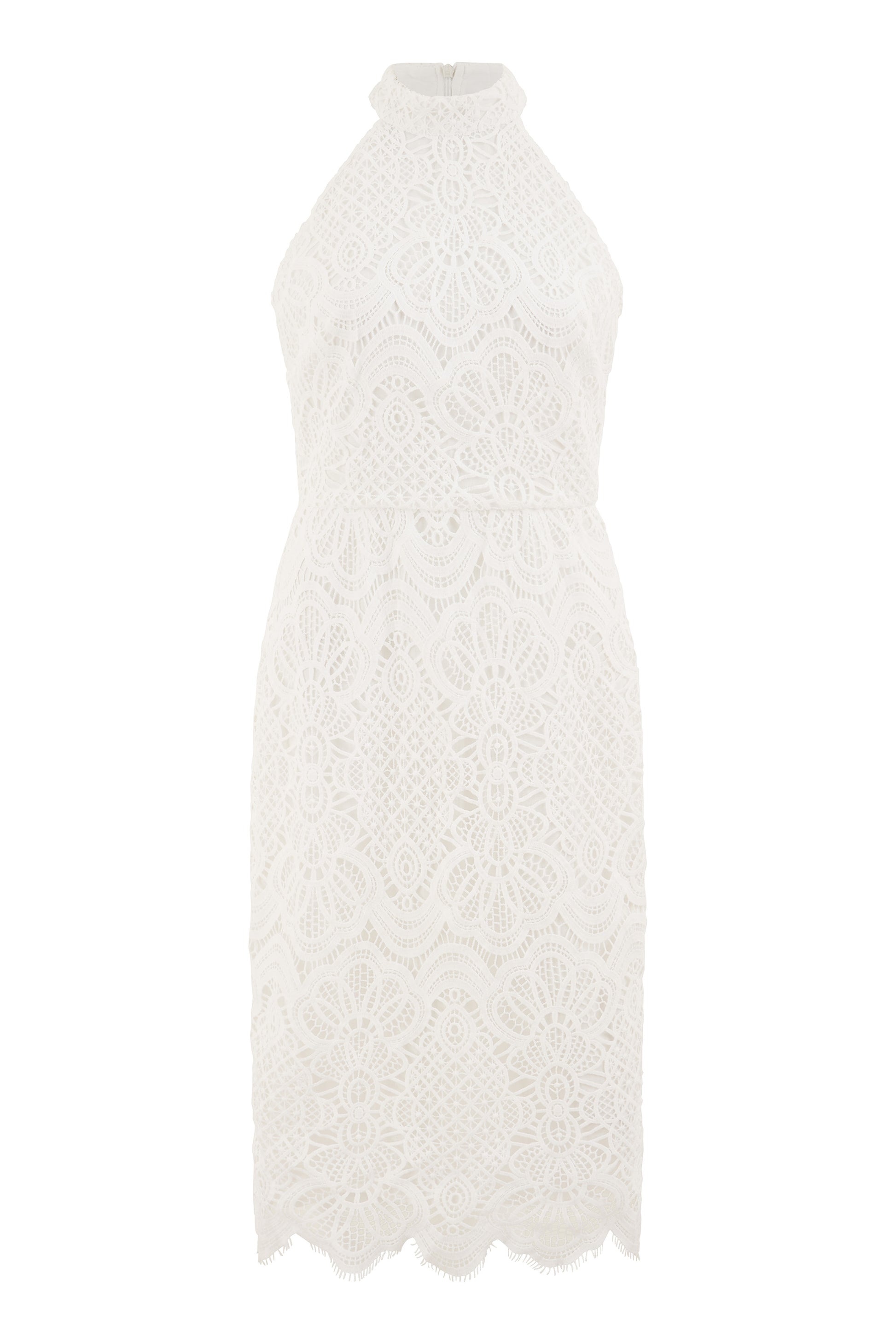 Yumi Ivory Lace Halter Neck Dress Occasionwear Yumi