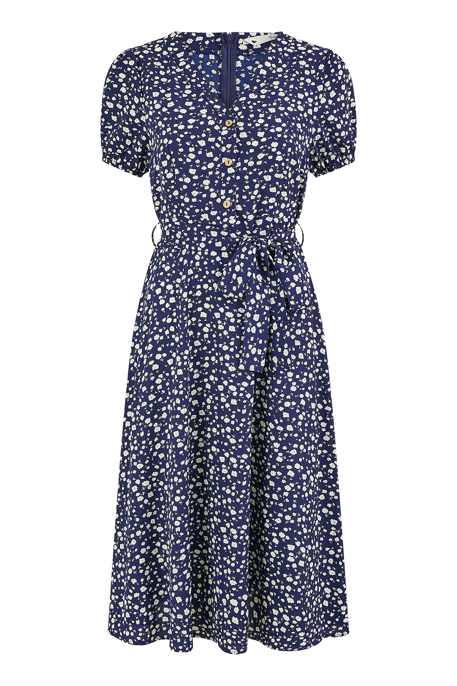 Yumi Navy Geo Print Retro Style Shirt Dress DRES Day Yumi