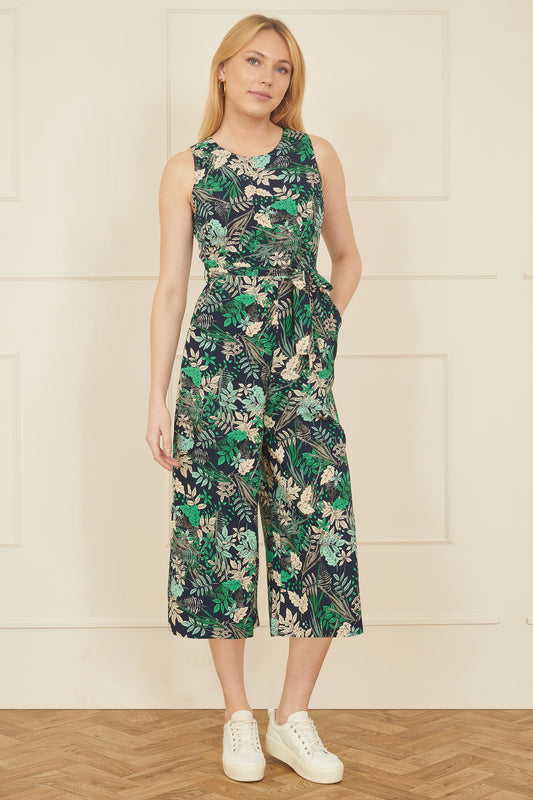 Yumi Green Leaf Culotte Jumpsuit JUMPSUIT Yumi