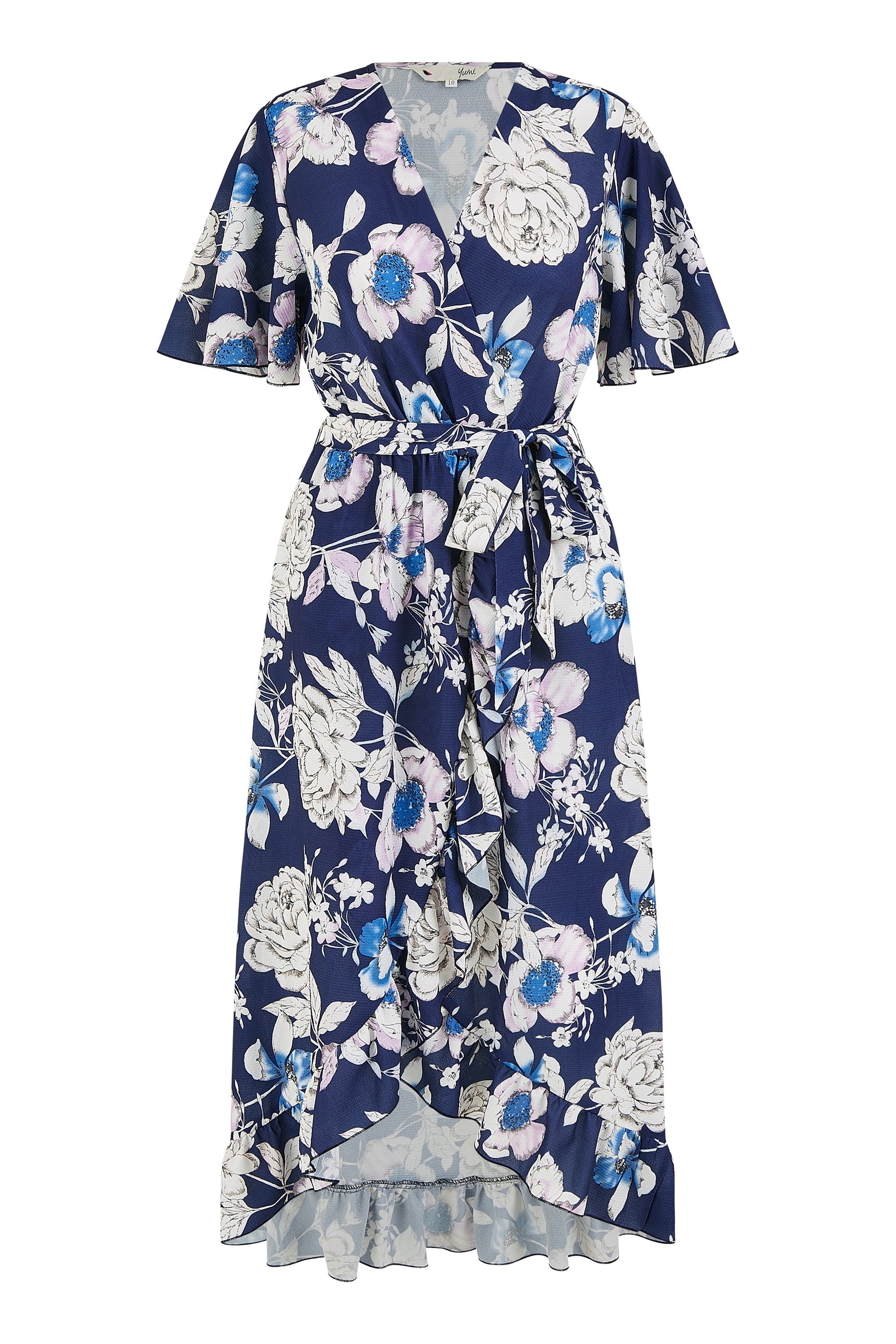 Yumi Navy Floral Midi Wrap Dress DRES Day Yumi