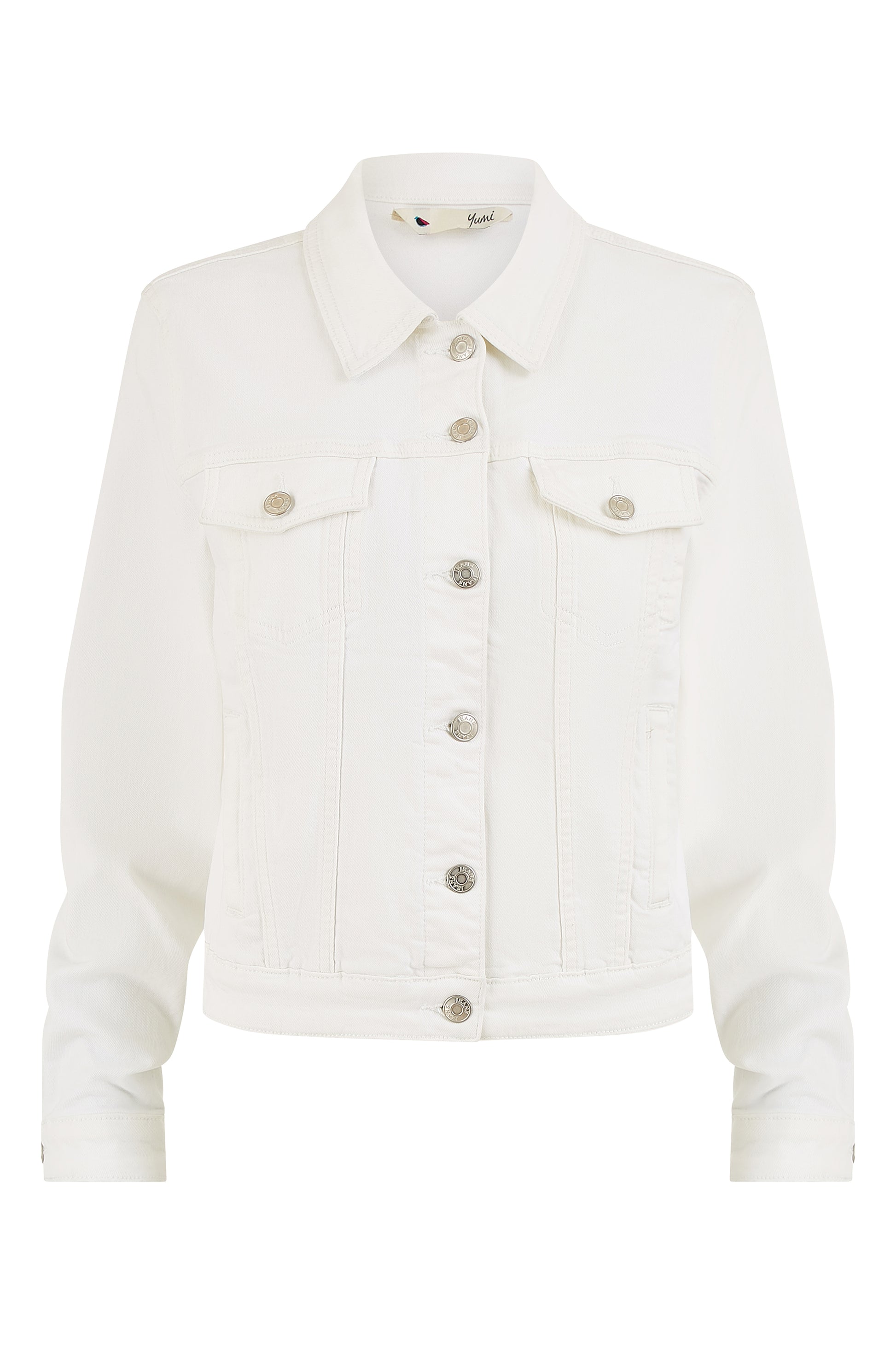 Yumi White Stretch Cotton Denim Jacket JACKET Yumi