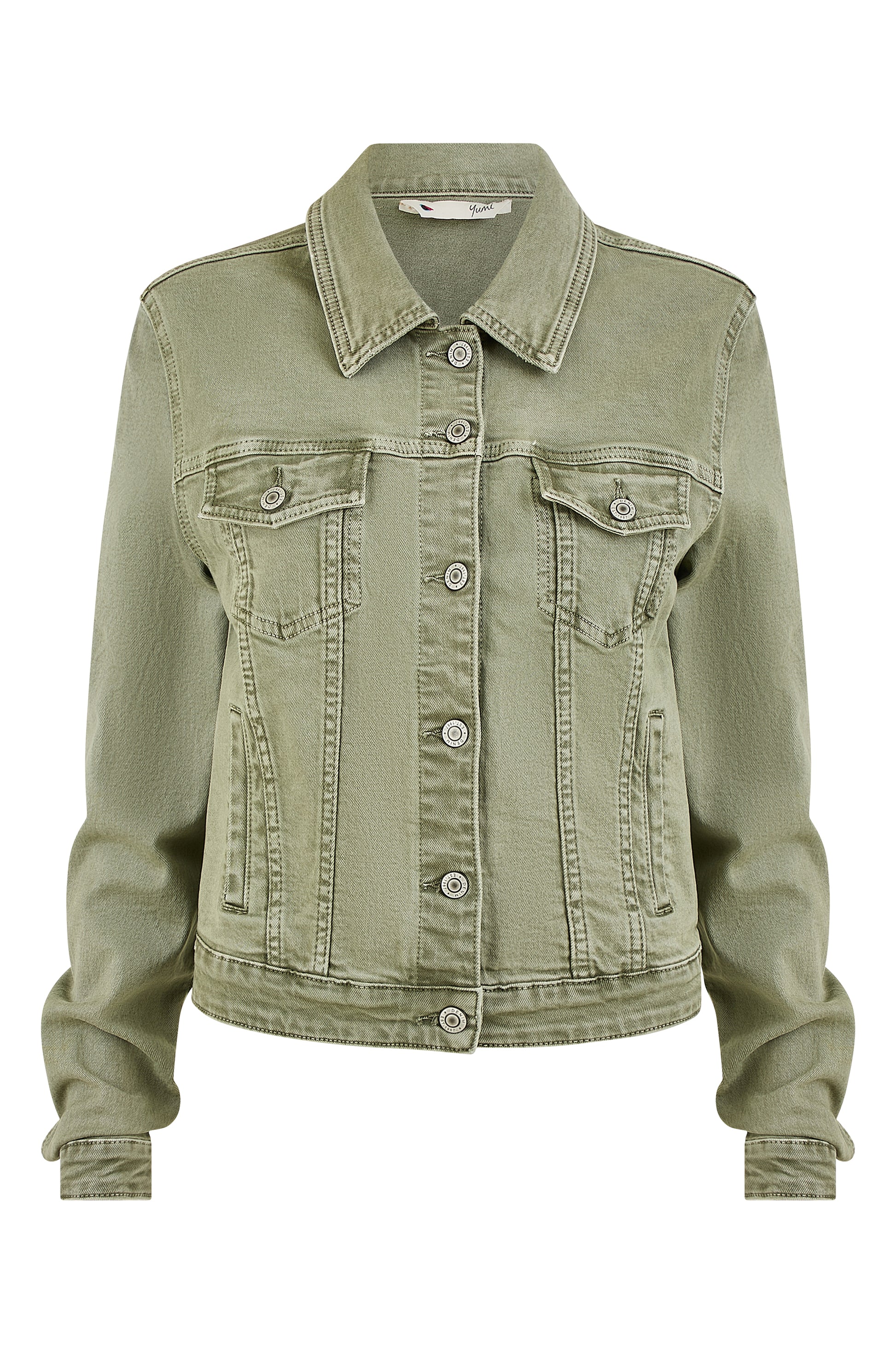 Yumi Green Stretch Cotton Denim Jacket JACKET Yumi