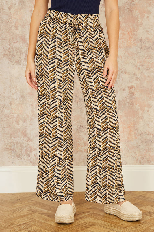 Yumi Brown Animal Print Relaxed Fit Trousers TROUSER Yumi