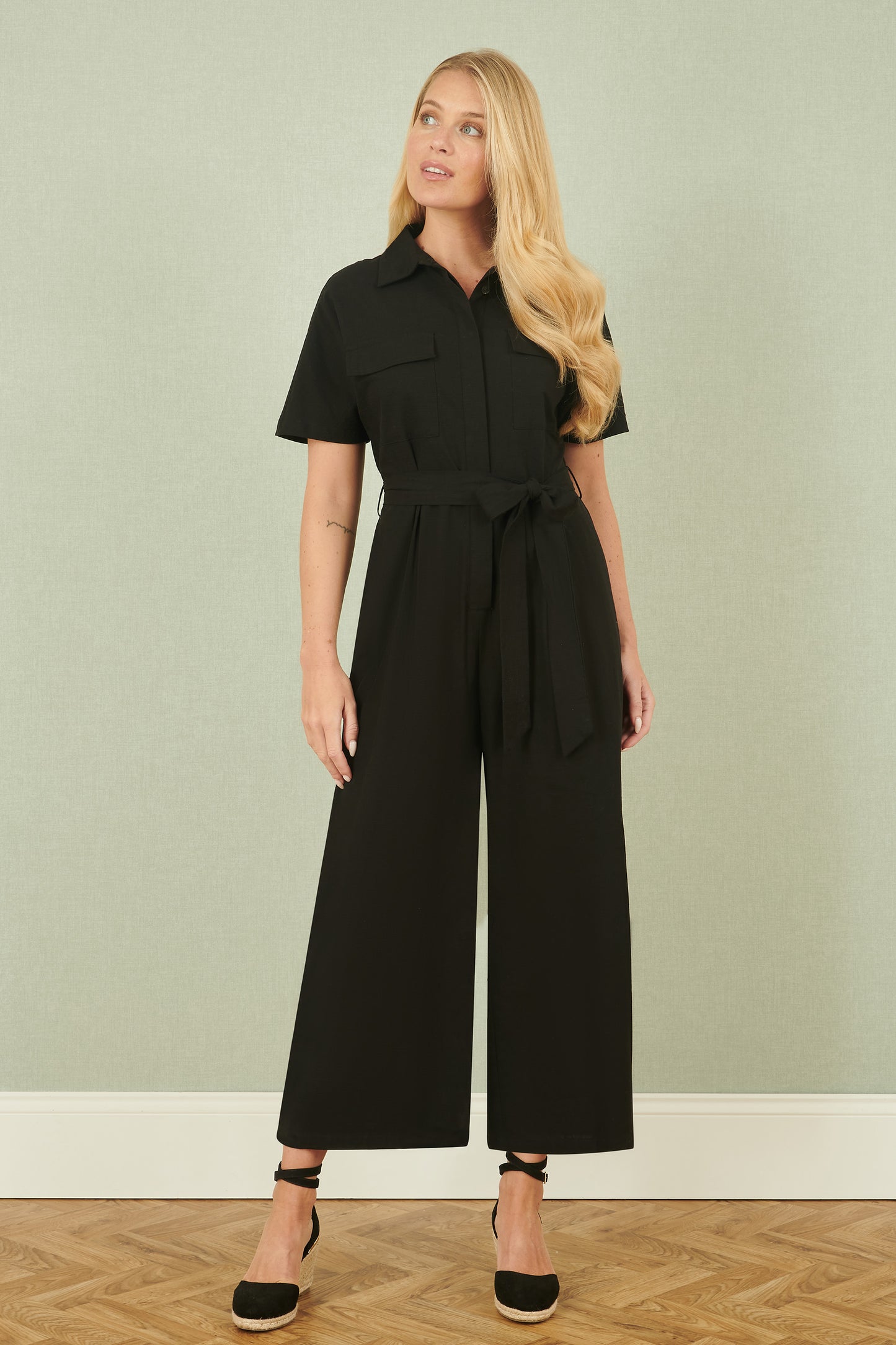 Yumi Black Utility Relaxed Fit Jumpsuit JUMPSUIT Yumi