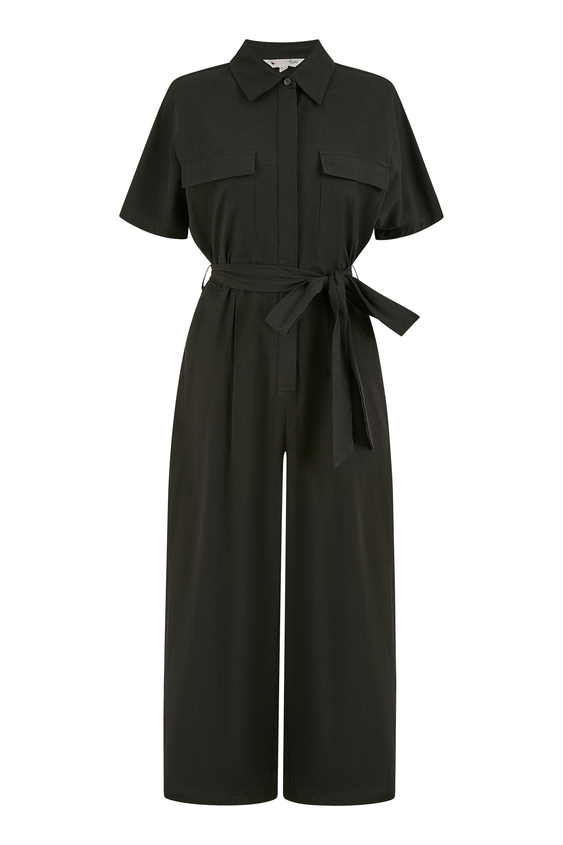 Yumi Black Utility Relaxed Fit Jumpsuit JUMPSUIT Yumi