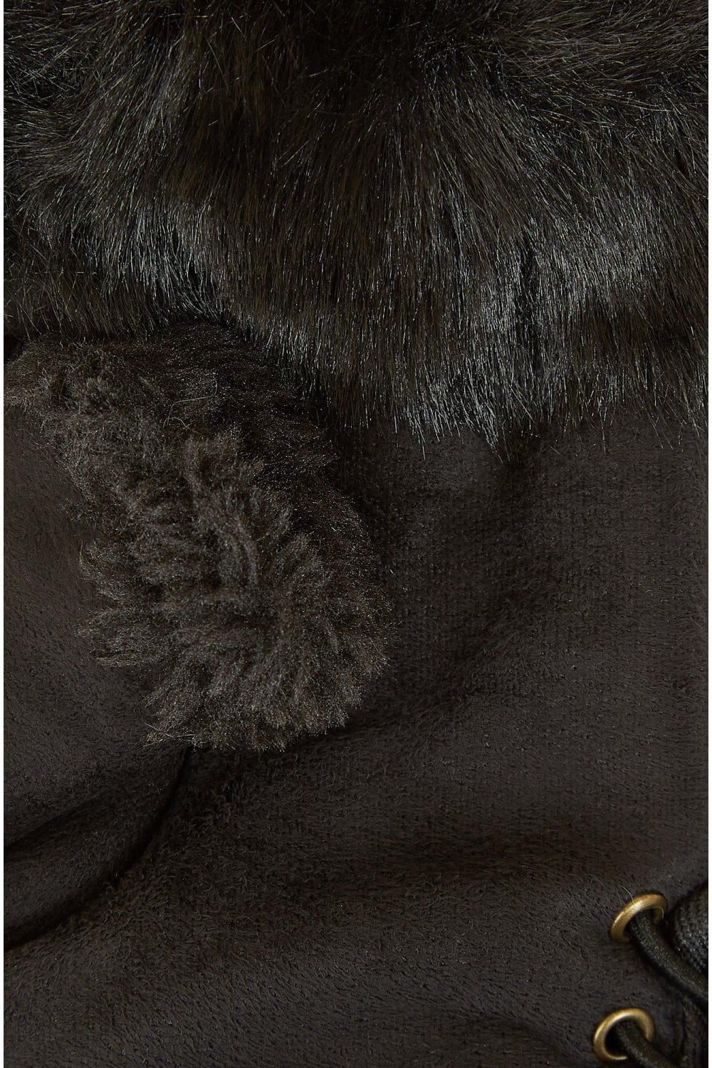 Black Fur Fingerless Suede Mittens Yumi