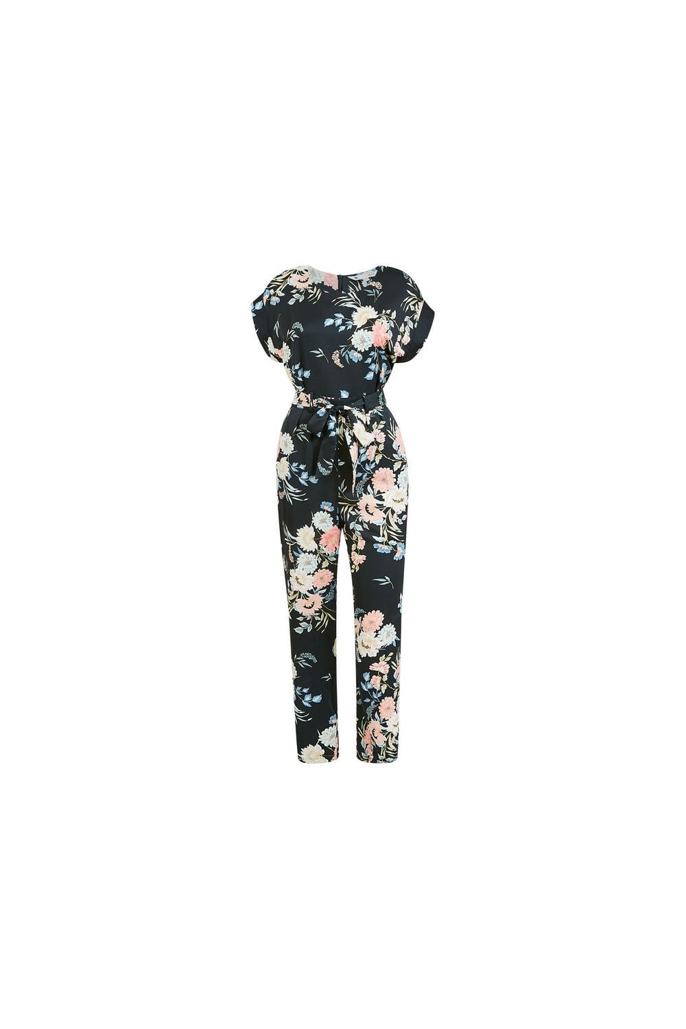 Yumi Black Japanese Floral Tie Jumpsuit Yumi