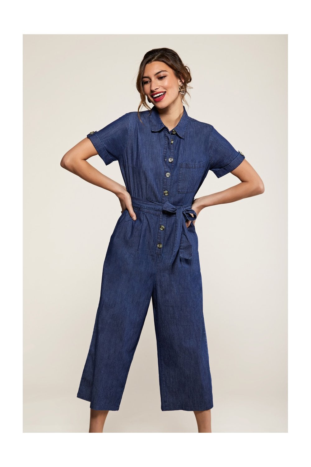 Yumi Blue Button Denim Jumpsuit Yumi