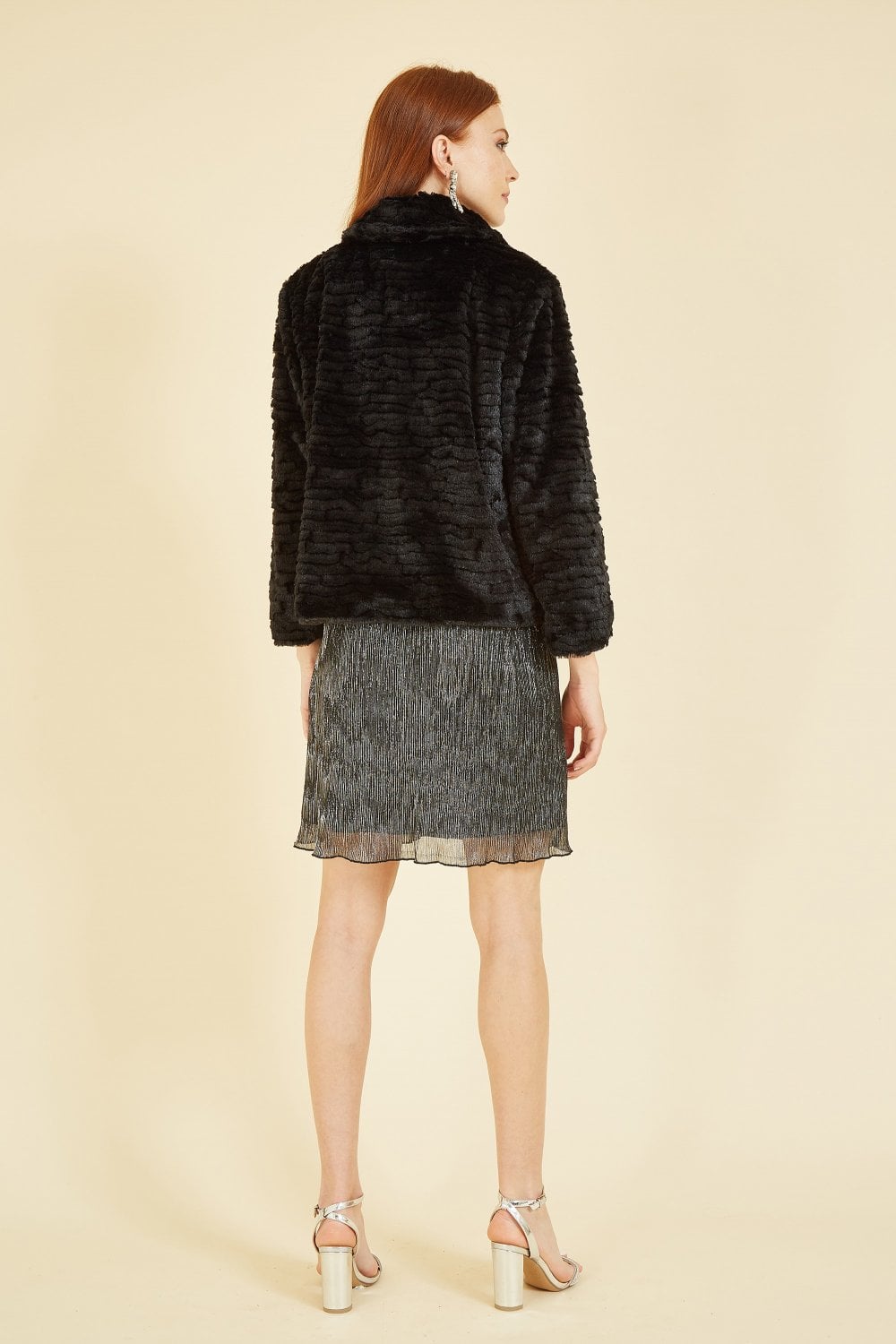 Mela Black Faux Fur Short Jacket Mela