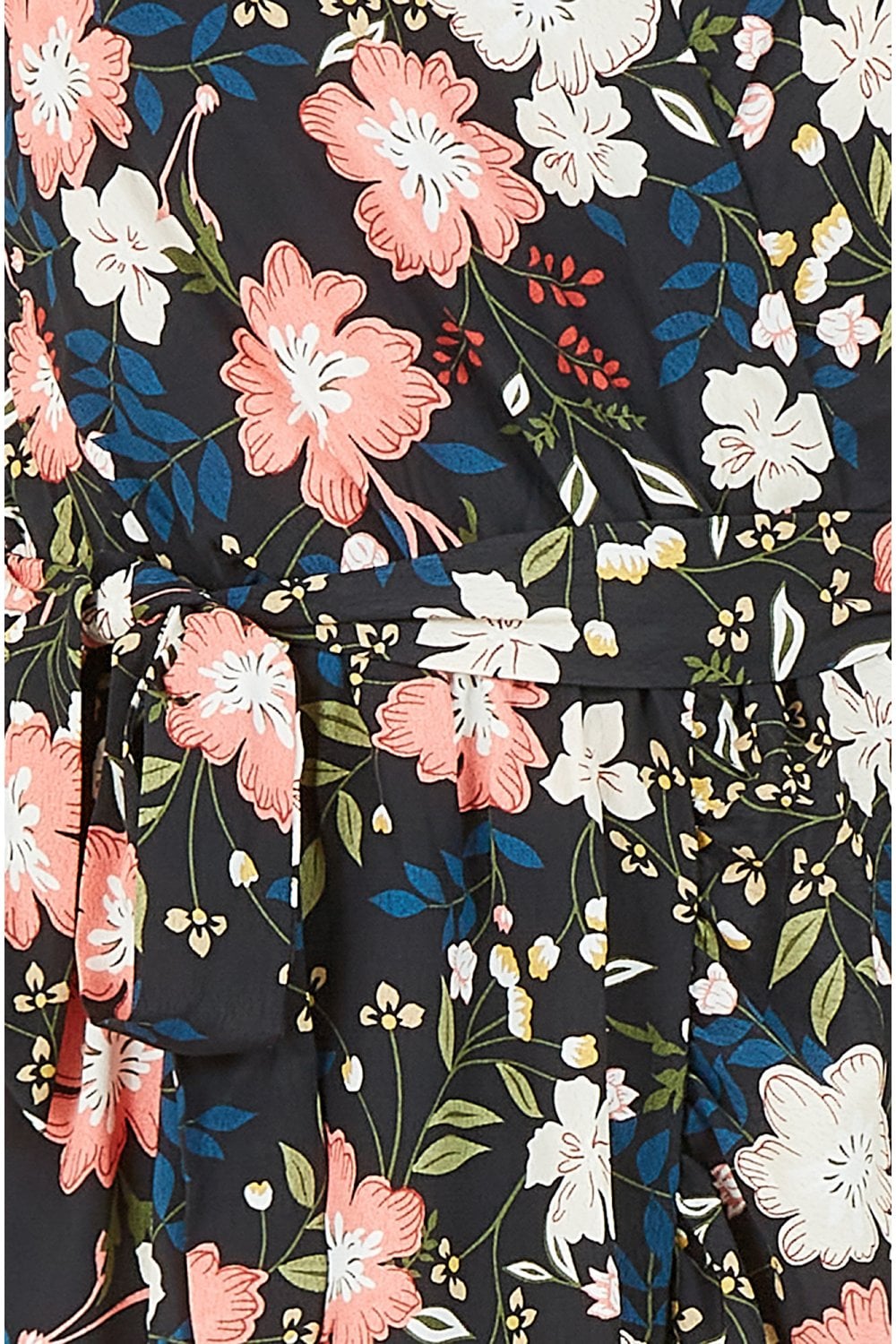 Mela Black Floral Wrap Front Midi Dress Yumi