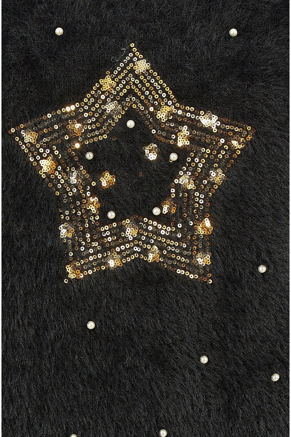 Mela Black Fluffy Star Christmas Jumper Mela