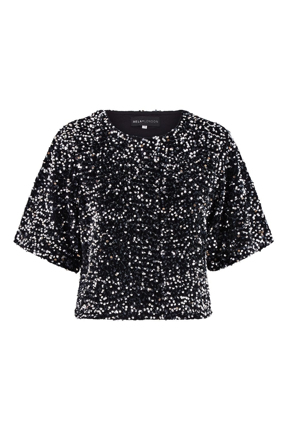 Mela Black Sequin Relaxed Fit Top Mela