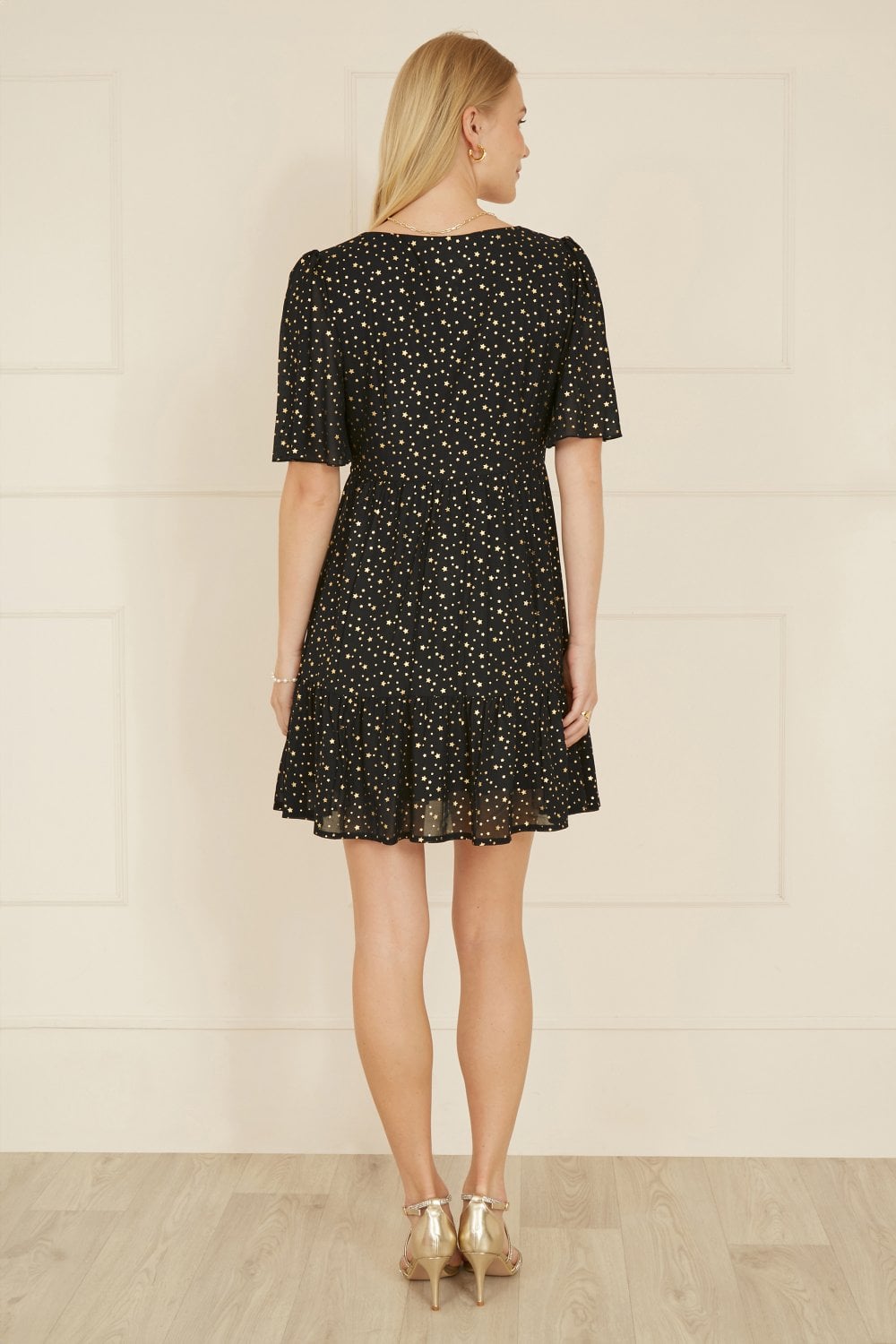 Mela Black Star Print Skater Dress Mela