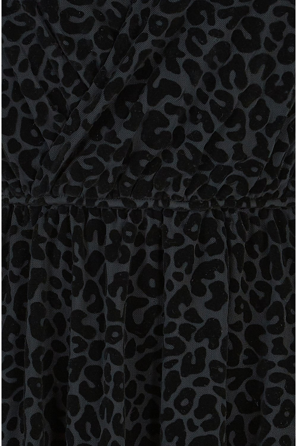 Mela Black Velvet Leopard Print Wrap Skater Dress Mela