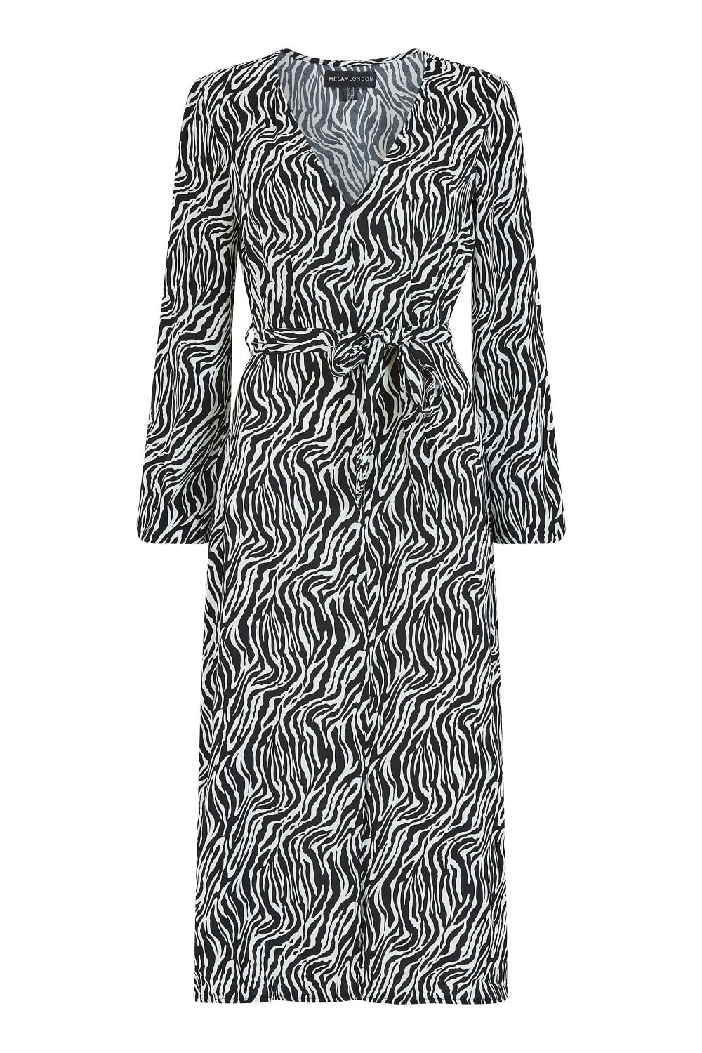 Mela Black Zebra Print Midi Dress Yumi