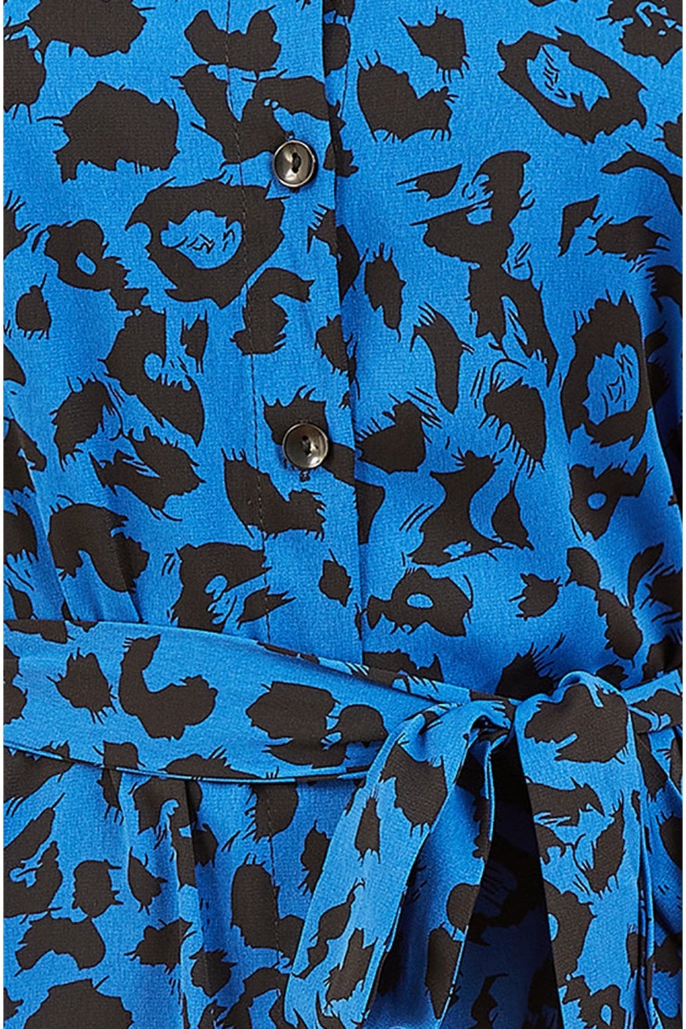 Mela Blue Animal Print Long Sleeve Shirt Dress Mela