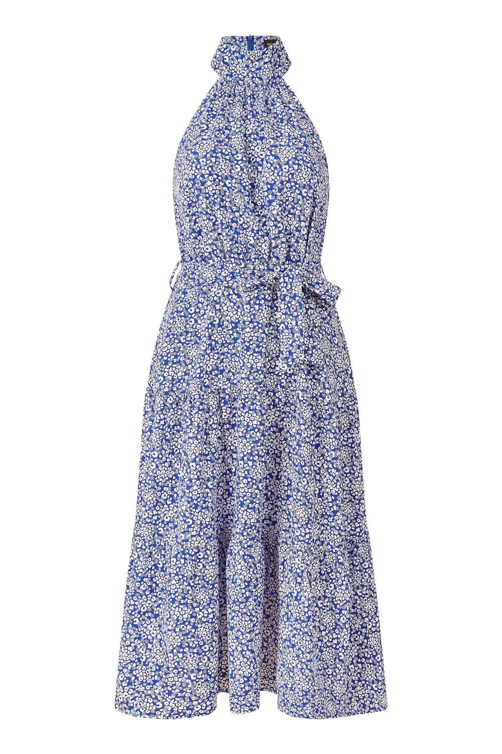 Mela Blue Ditsy Floral Halter Neck Midi Dress Mela