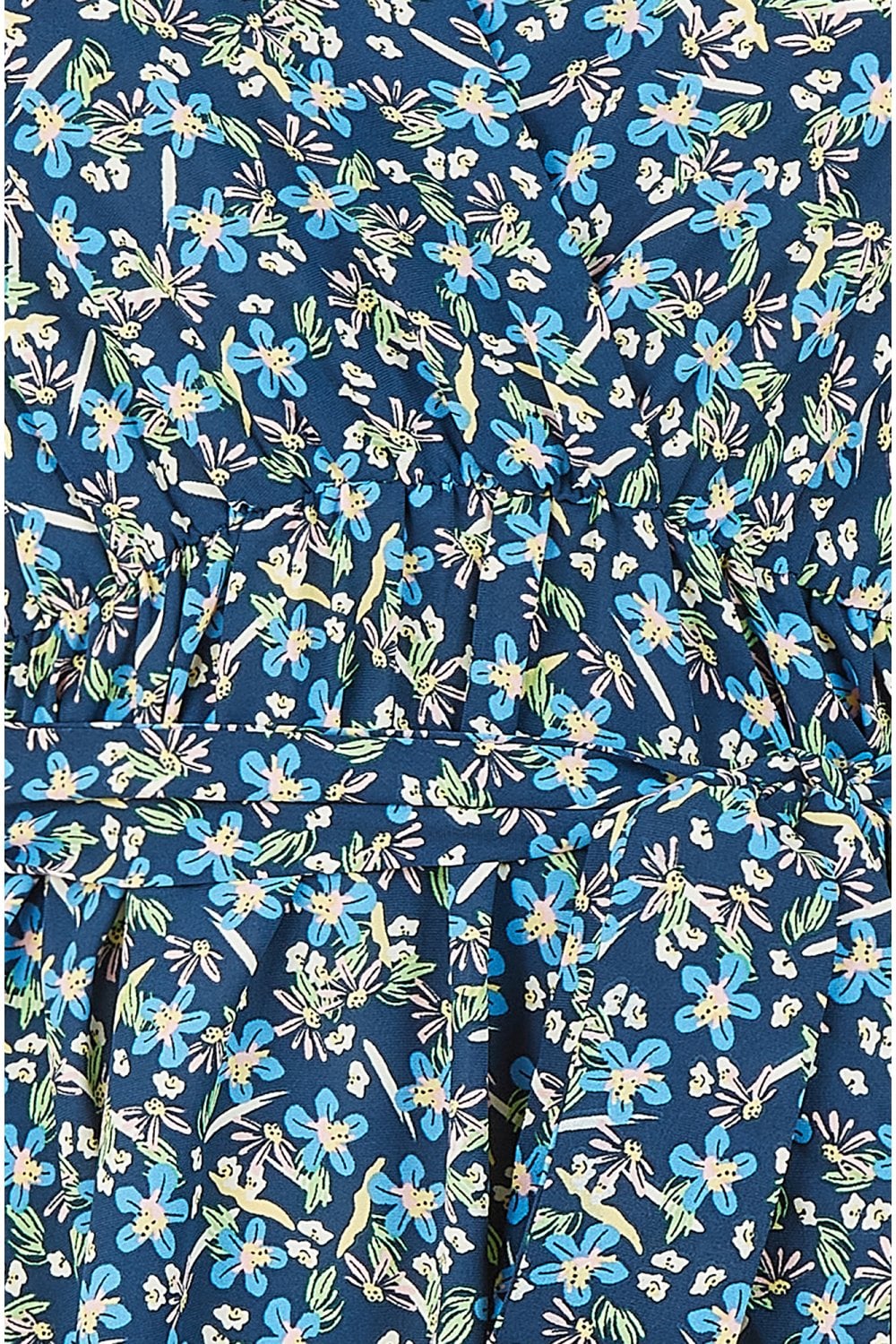 Mela Blue Ditsy Floral Wrap Skater Dress Yumi