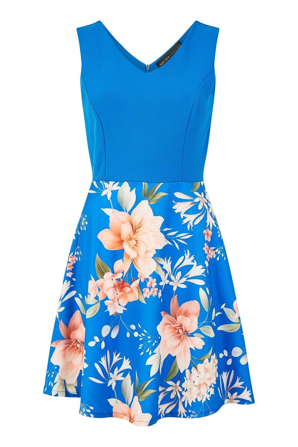 Mela Blue Floral Skater Dress Mela