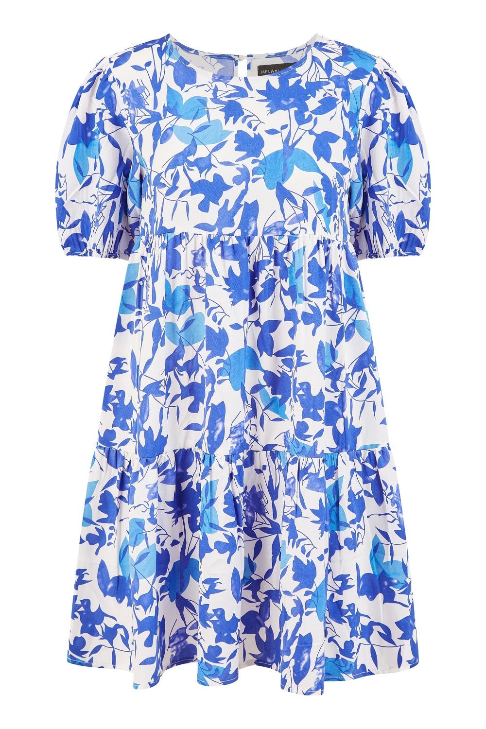 Mela Blue Leaf Print Tunic Skater Dress Mela